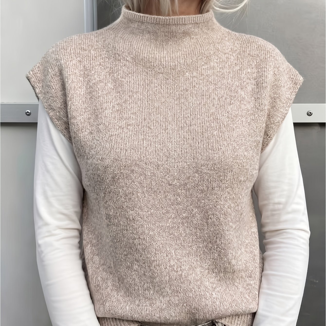 TEMU Alltags-Wegpendler-Freizeit-modisches elegantes Stehkragen-ärmelloses lockeres einfarbiges Westen-Layering-Tanktop