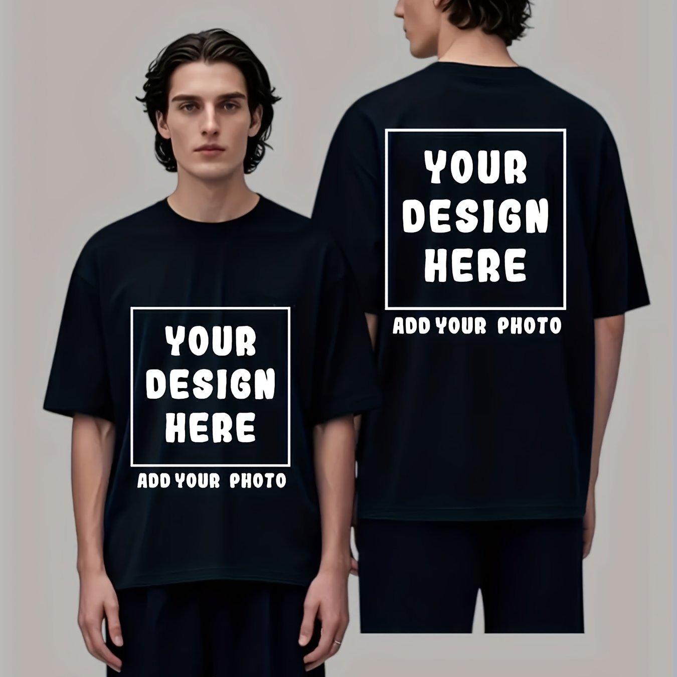TEMU T-shirt personnalisé à impression double face - Unisexe, 100% coton, débardeur d'été décontracté à manches courtes et col rond, l'importation de