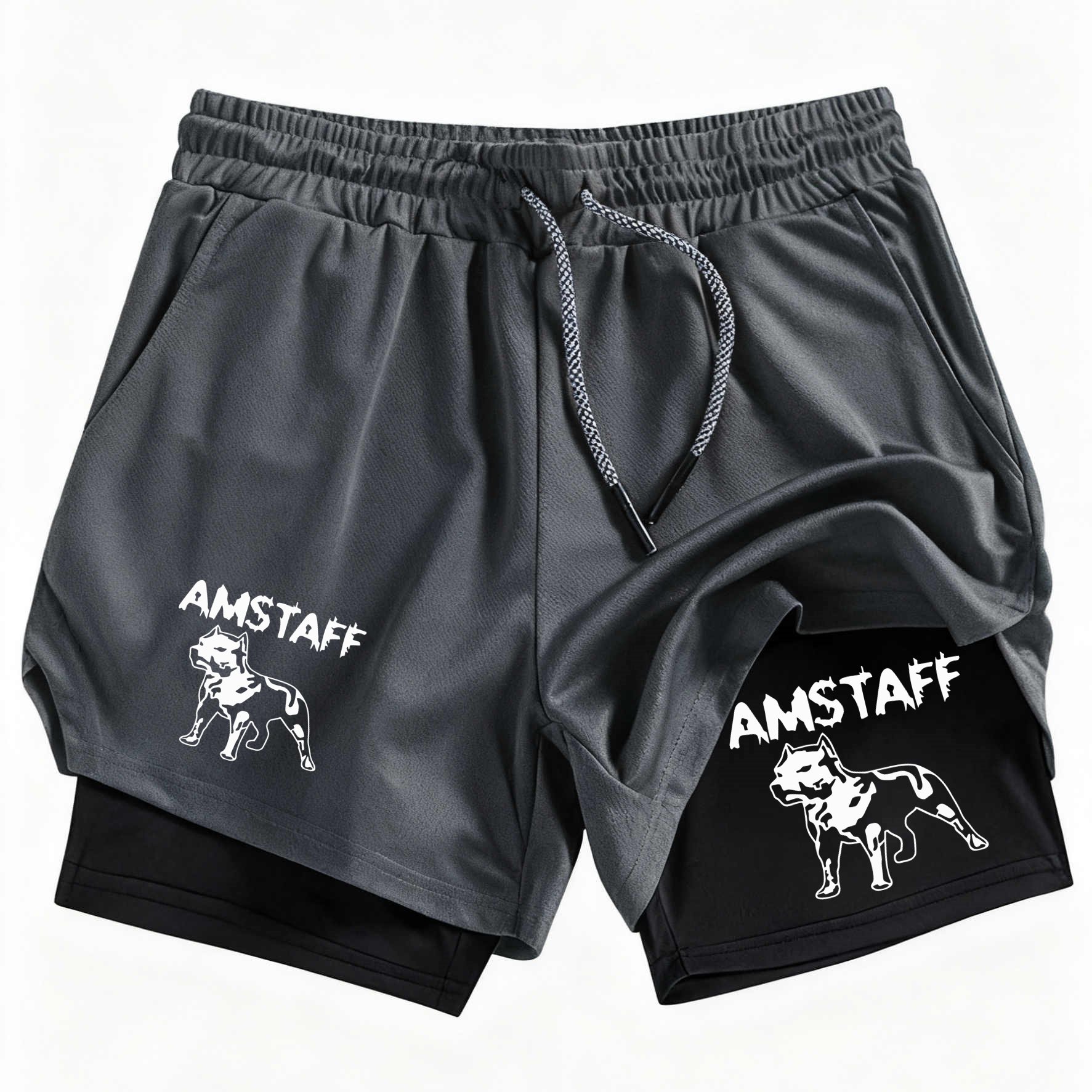 TEMU Men's High-quality Print Breathable Shorts 2-in- Shorts Athletic Compression Shorts With Towel Loop Pockets Gym Workout Fitness Running