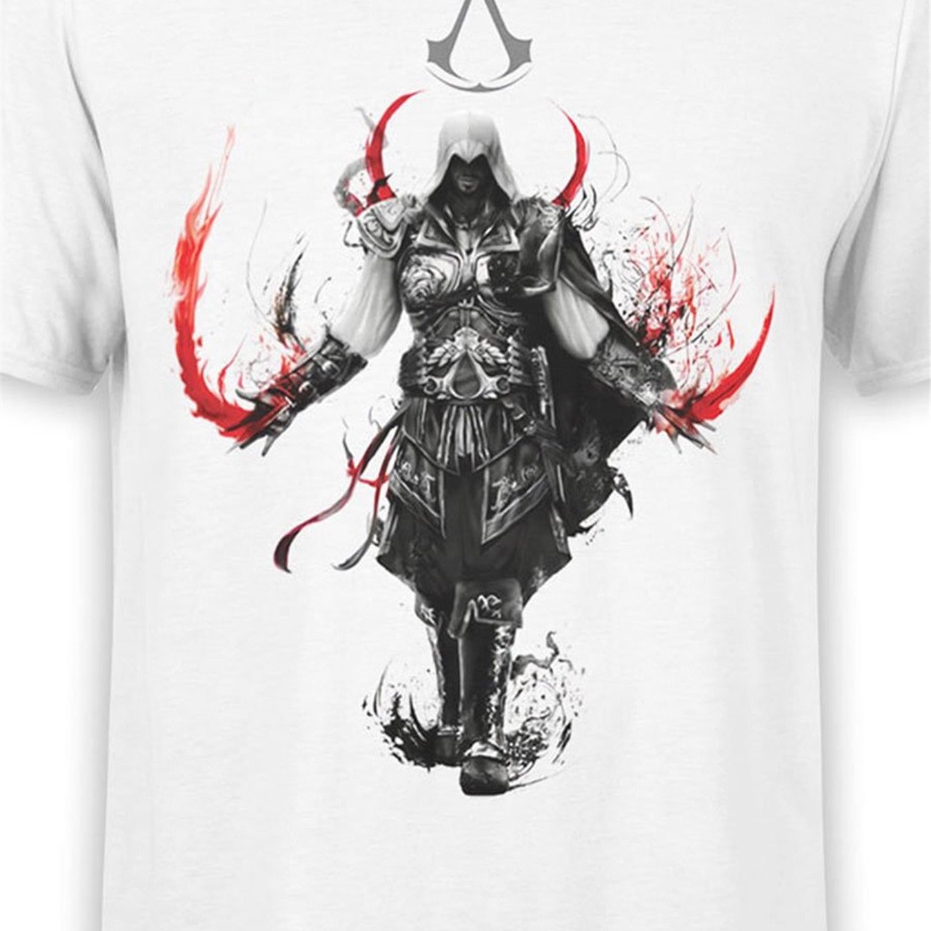 Graphic T-shirt - White Tee With Red Accents - Soft Breathable Fabric For Gaming, Cosplay & Casual Wear - Unisex Short Sleeve Round Neck Top