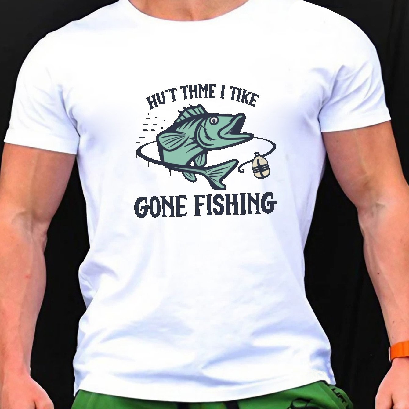 Men's Casual gone Fishing Fish Print Tees Short Sleeve - Temu United  Kingdom