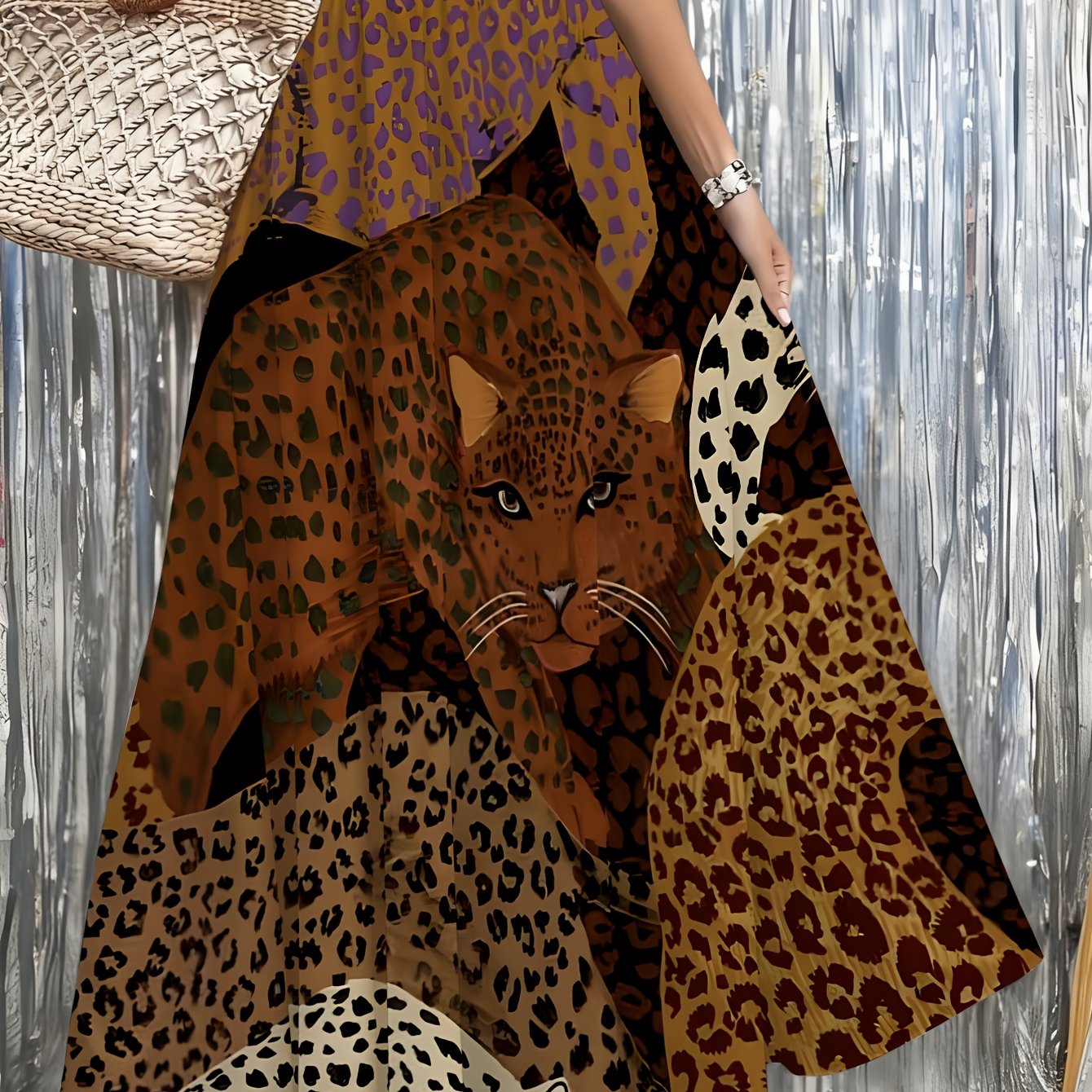 TEMU A Ladies' Skirt With A Leopard Pattern, Equipped With Pockets, Ideal For The Beach, Parties, Everyday Use, And Travel. Lightweight And , Making