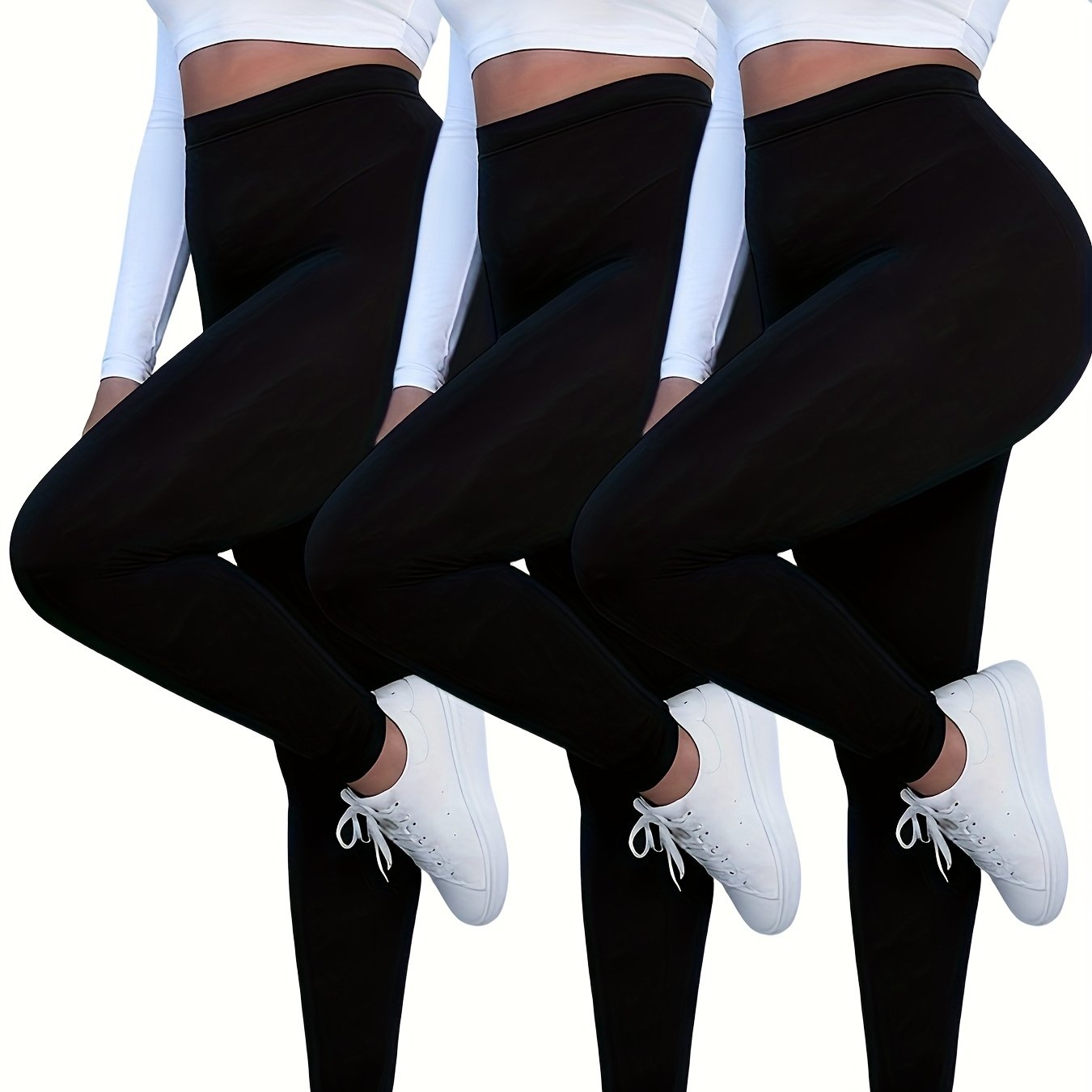 Plus Size, Plus Size Stretchy Leggings Three-pack
