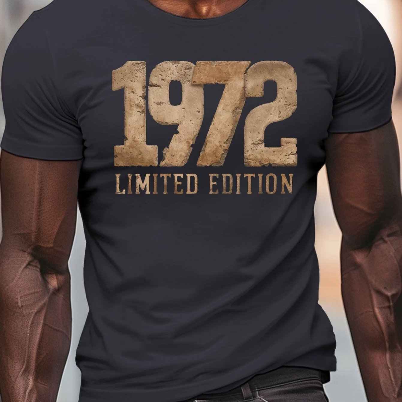 TEMU 1972 Edition Vintage Style Men's T-shirt - Casual Round Neck, Short Sleeve, Summer Top, Machine Washable, Essential For Casual Wardrobe | Round