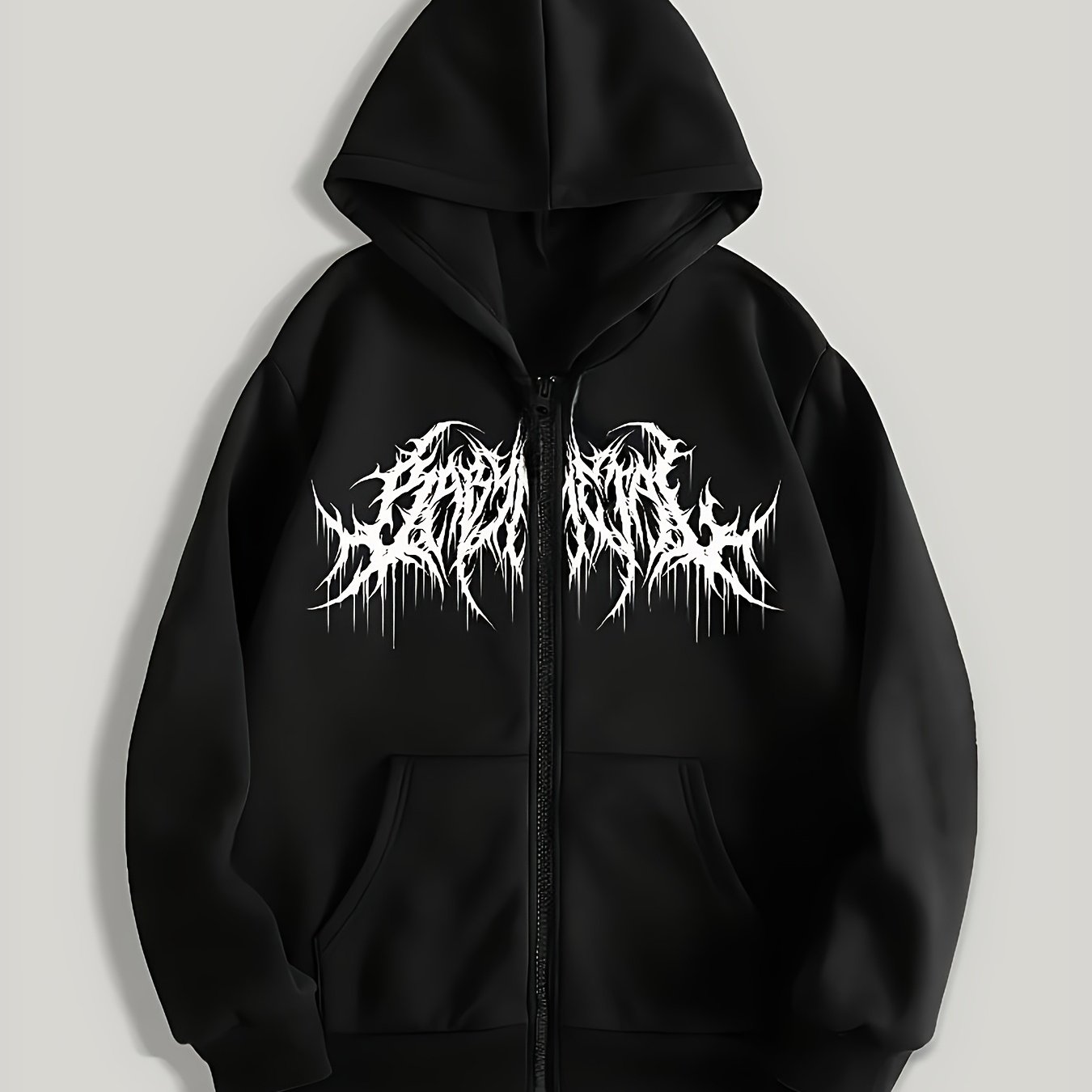 Image of Boys' Teen Fashion Graphic Hooded Zip-up Sweatshirt, For Teenager,fall And Winter Clothes