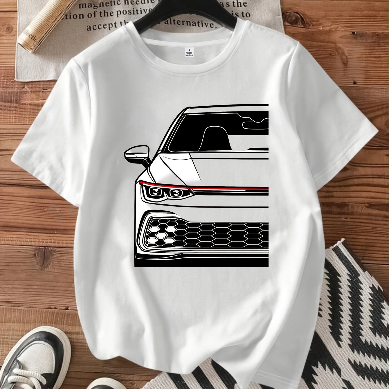 Image of 2026 New T-shirt Women's Casual Short Sleeve T Shirtwith Car Graphic Print Round Neck Stretchy And Comfortable Summer Fashion Top Casual Tee