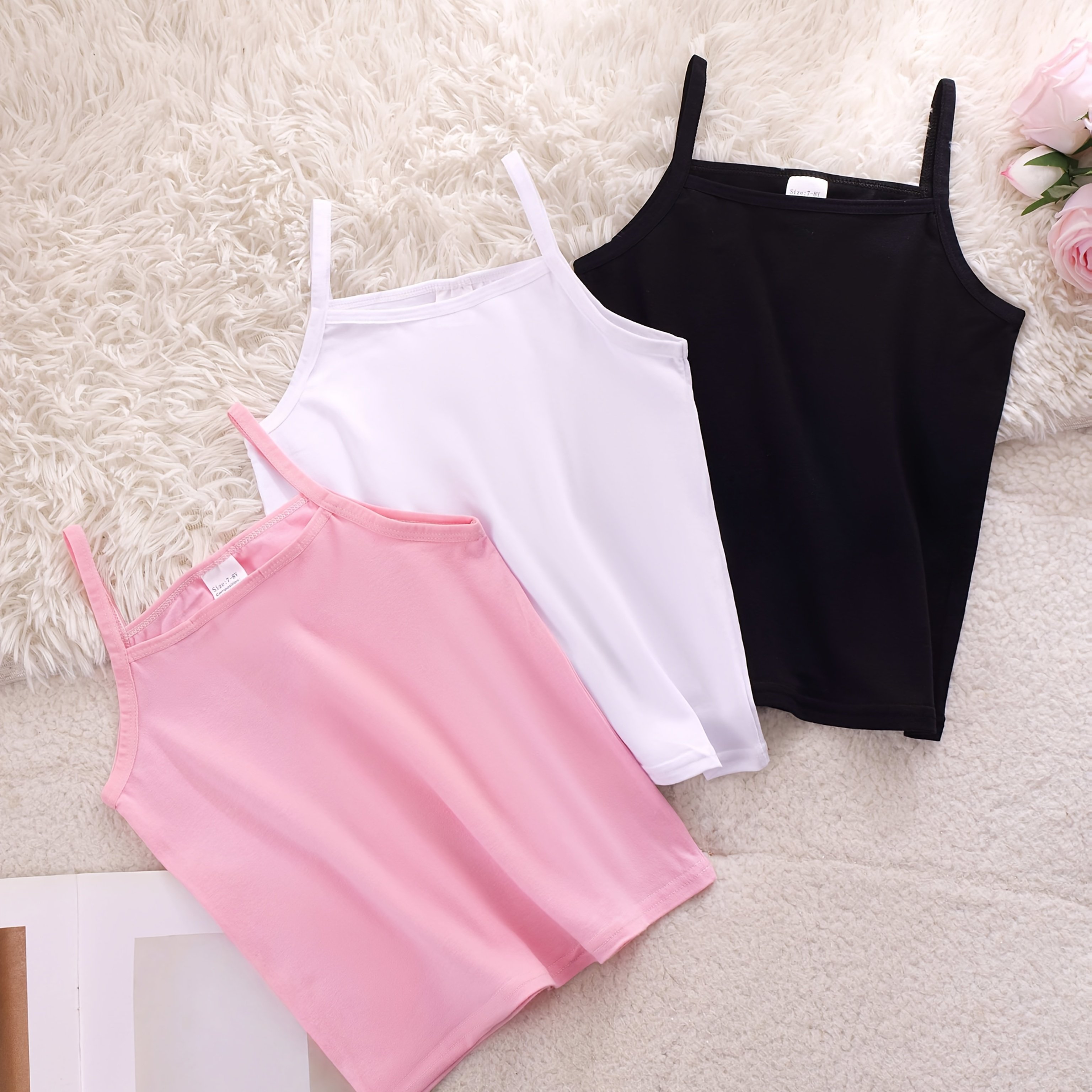3-pc Strapless Girls' Tank Tops | Solid Color, Medium Stretch Fabric, Sleeveless, Regular