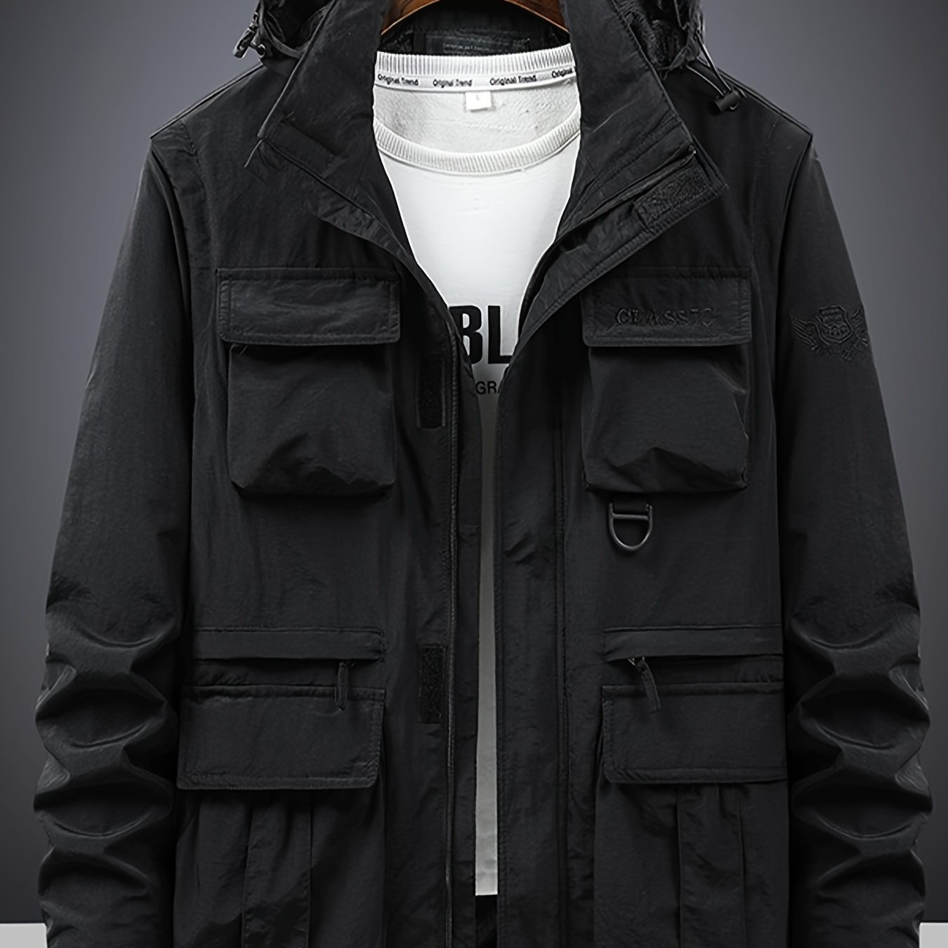TEMU Regular Men's Jacket, Men's Outdoor Casual Hooded Jacket, Versatile Removable Hood Sleeves New, Hunting