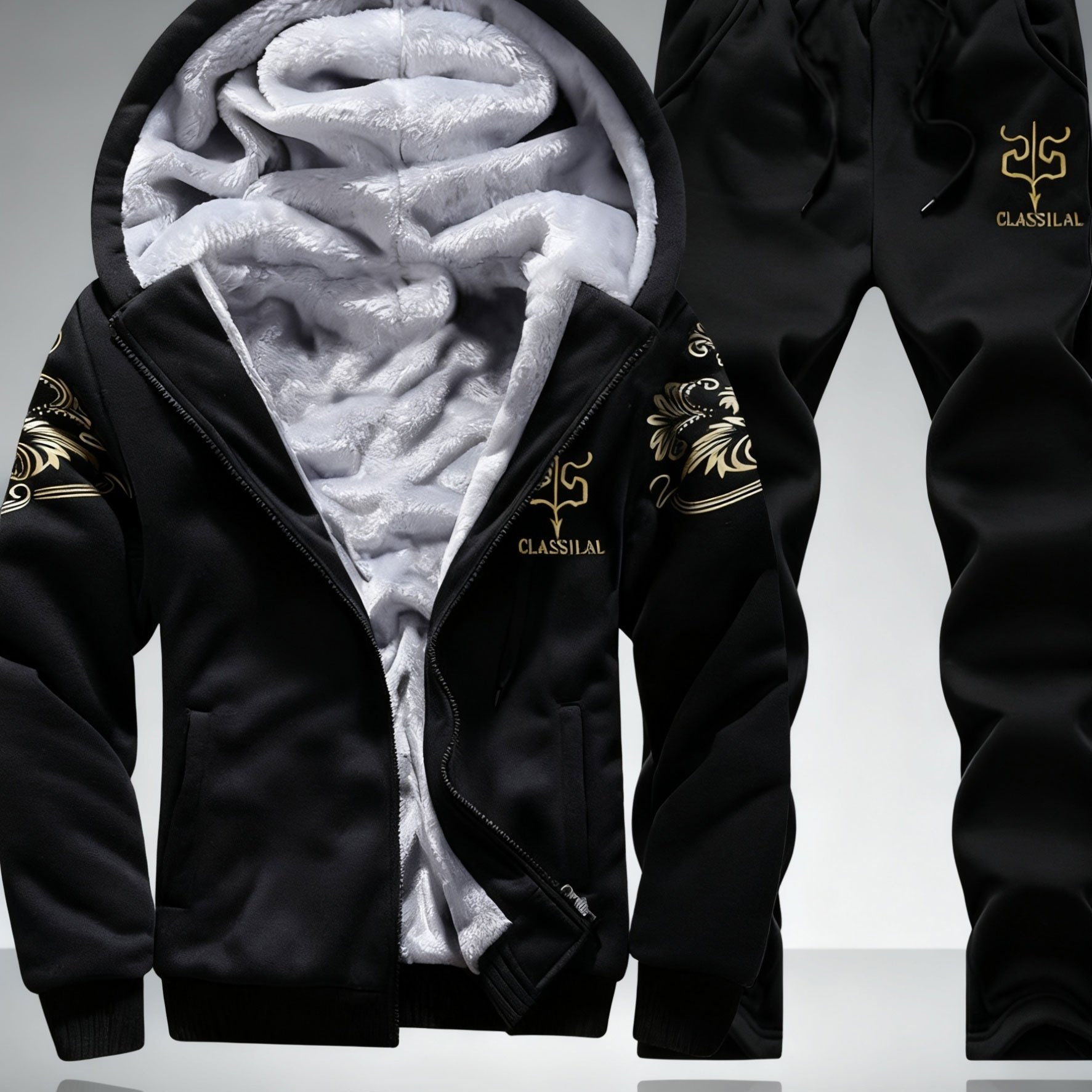 TEMU 2pcs Autumn/winter -lined Warm Men's Casual Fashion Versatile Sport Outdoor Set