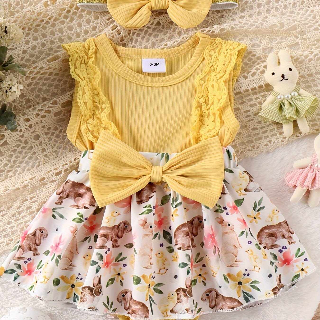 Tenue Pâques bébé fille avec body et tutu