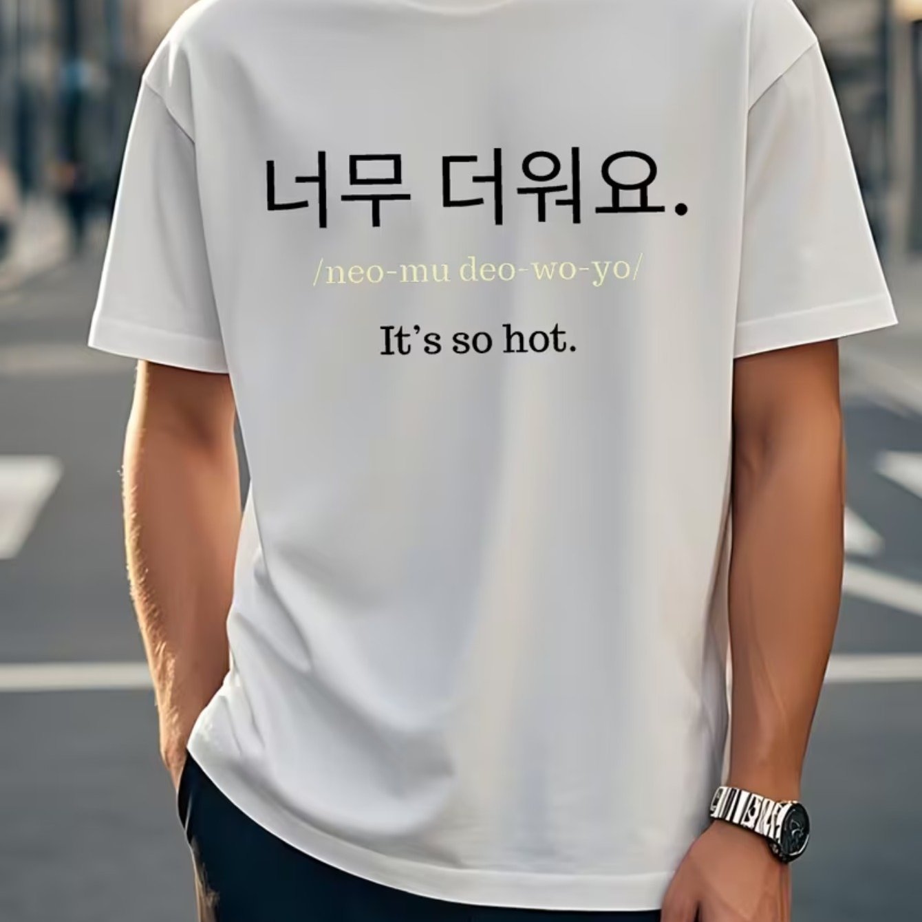 TEMU 한국 스타일 재미있는 짧은 문장 레터 라운드넥 반팔 레귤러 루즈핏 통기성 땀 흡수성 피부 친화적 원단 멀티 컬러 옵션 내구성, 땀 방지