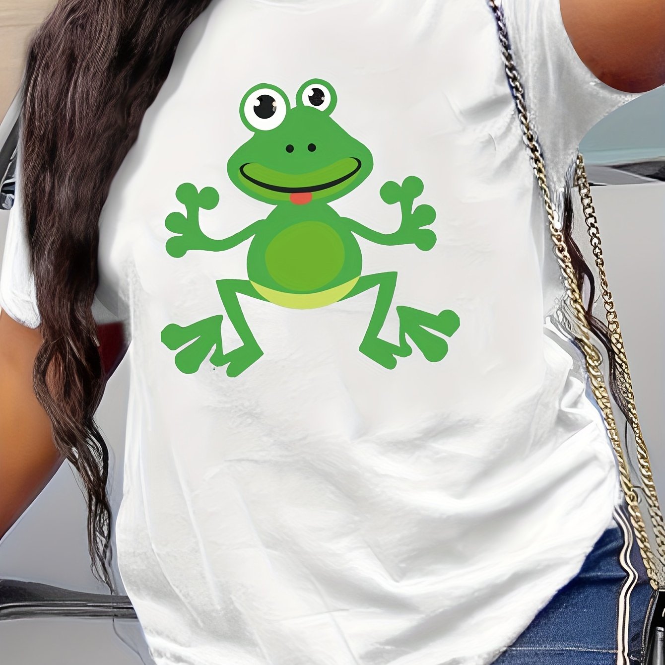 Vector Art Frog Print Tシャツ 夏と春のためのショートスリーブ ...