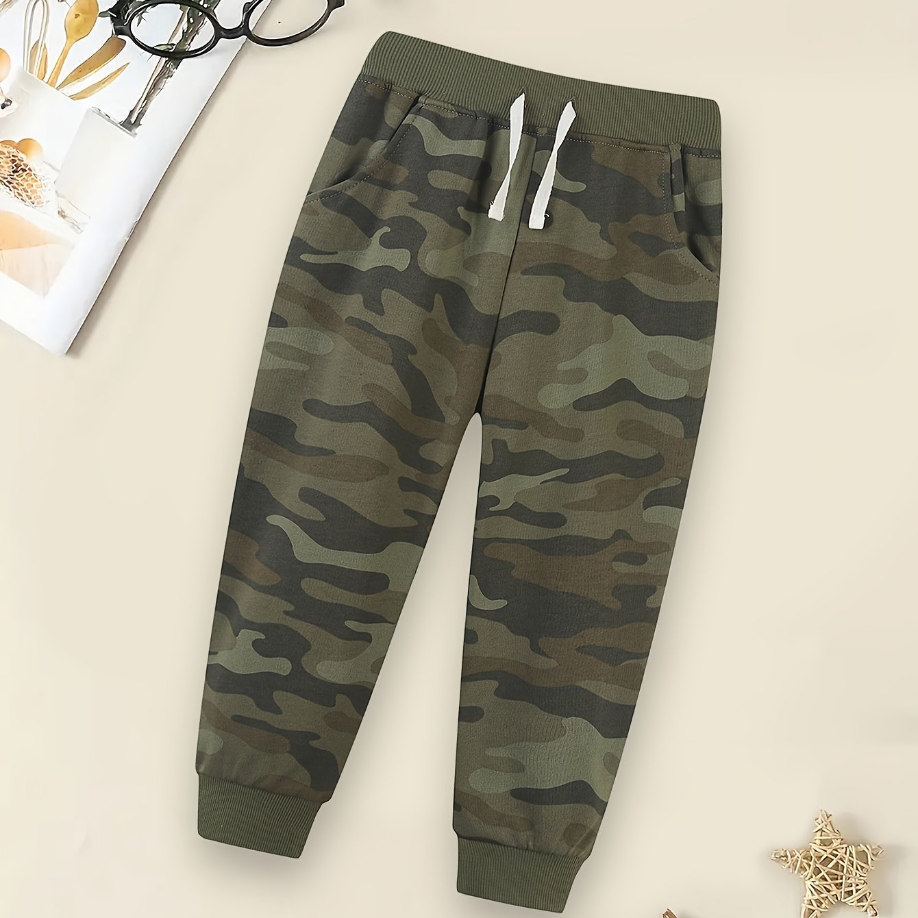 Image of Spring/autumn Fashion Boys' Long Pants, Cool Camouflage Running Exercise Athletic Trousers, Suitable For Outdoor ' Wear, Machine Washable 2-7y Back-to-school Gift
