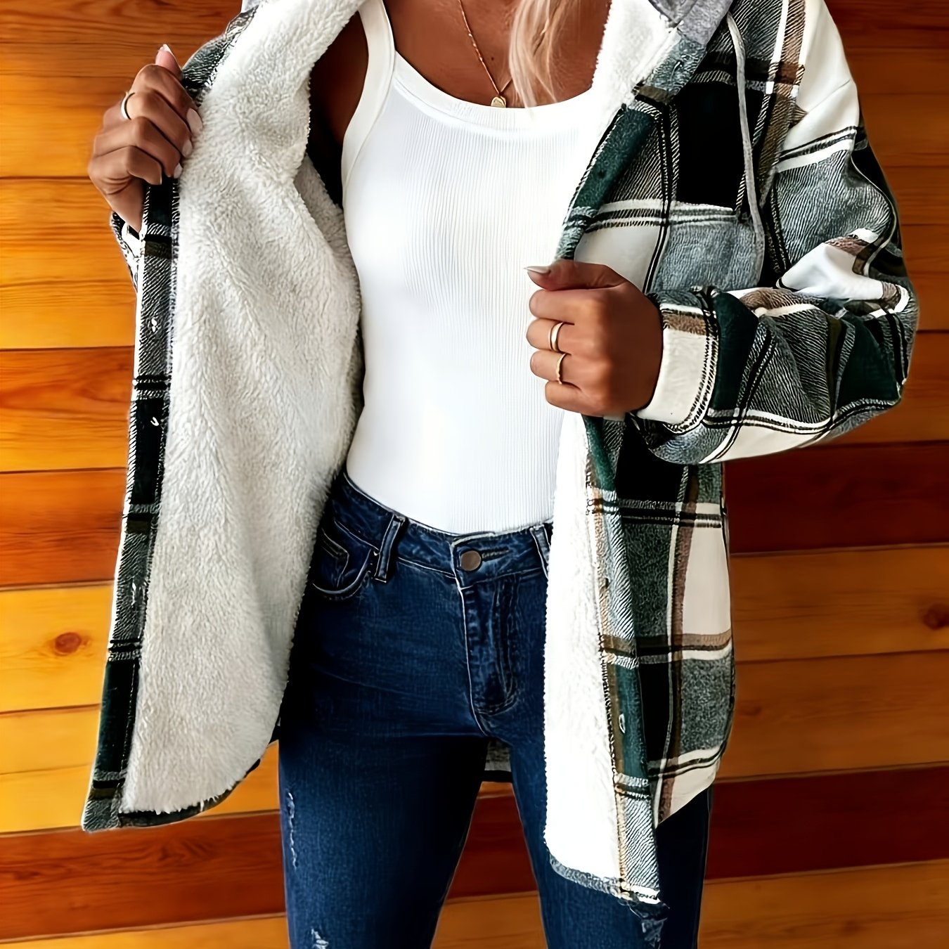 TEMU Autumn Winter Women's Casual Fashion Versatile Hooded Coat