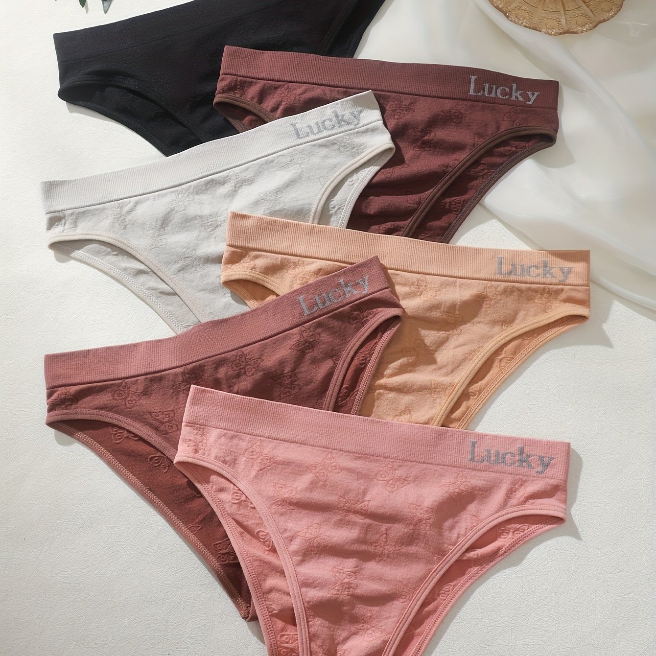 TEMU 6pcs Random Color Women's Panties Set, Low-rise Underwear For Ladies, Seamless Intimates
