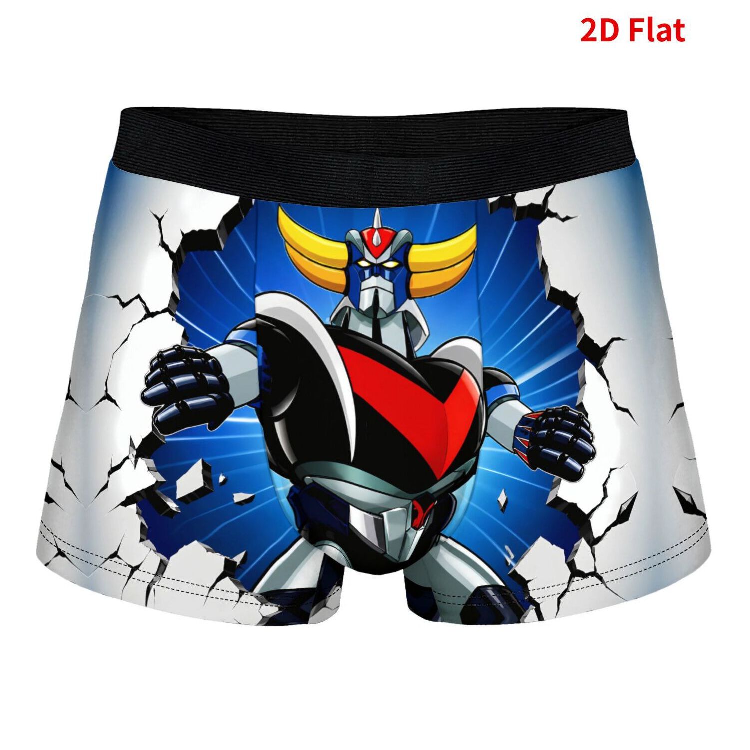 TEMU Boxer Homme en Polyester Respirant avec Motif Robot en 2D Perçant, Style Décontracté et Ludique, Design