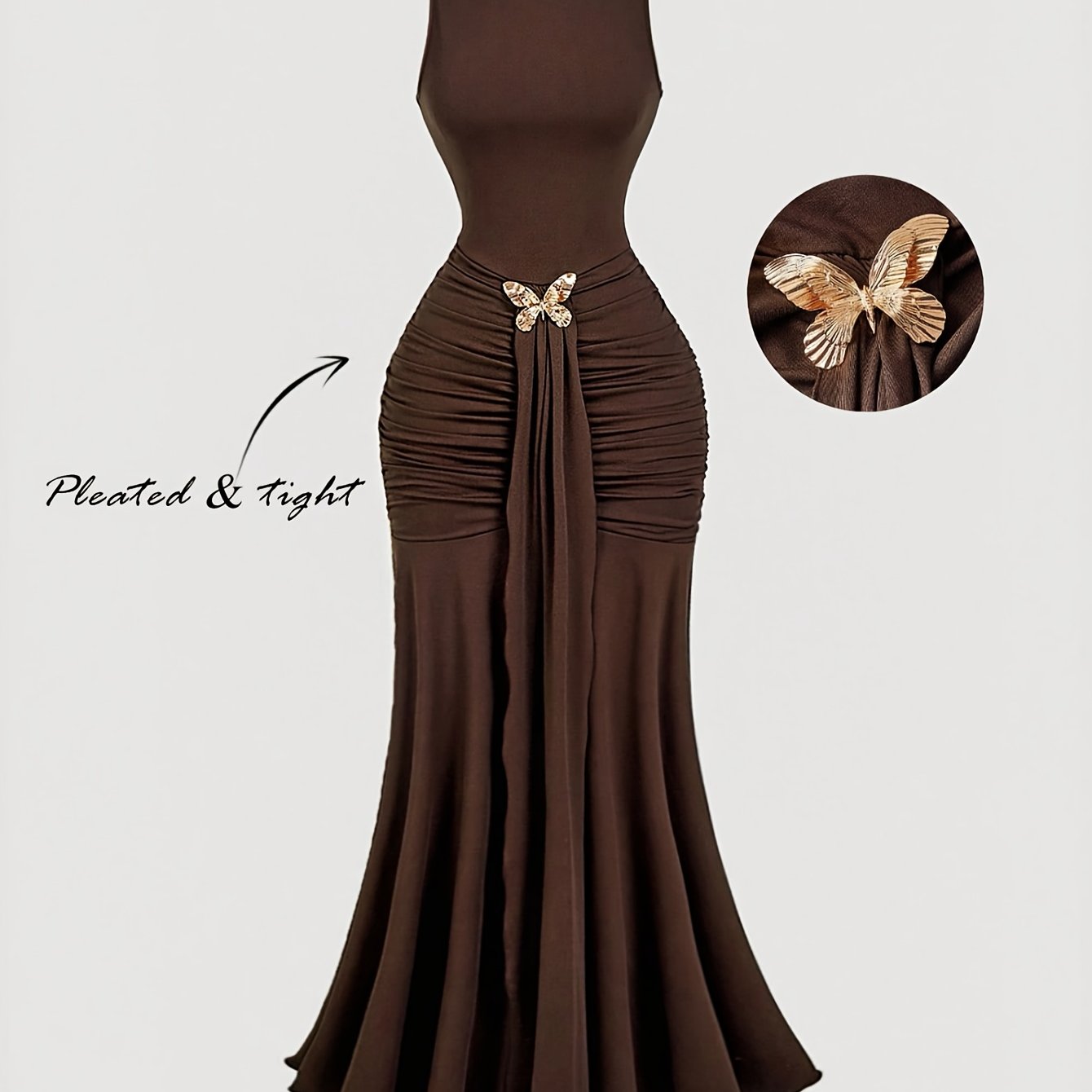 TEMU Women's Dress With Metallic Accents, Summer Dress For Women, Wedding Party Gown, Elegant Women's Outfit