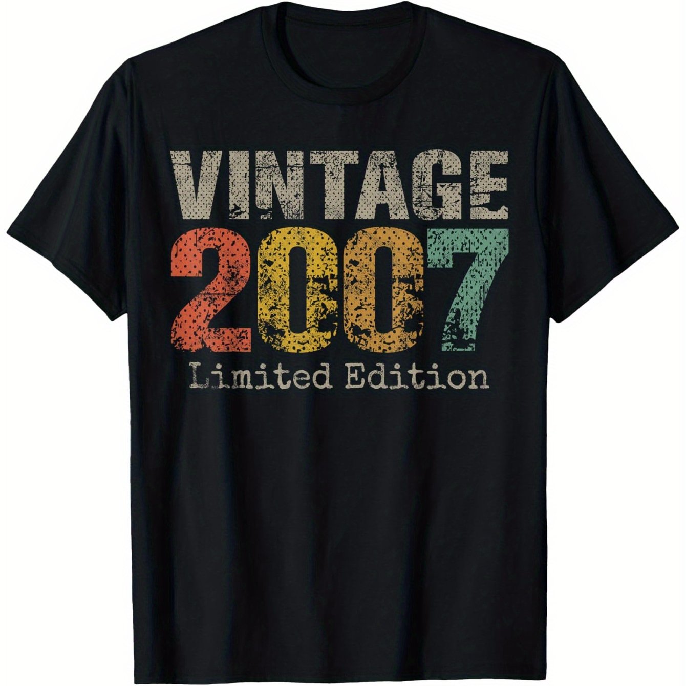 TEMU Vintage 2007 Edition 18th Birthday Year Old T-shirt, 100% Cotton, Gift For Men Women Dad Mom , S-xxxl, Black