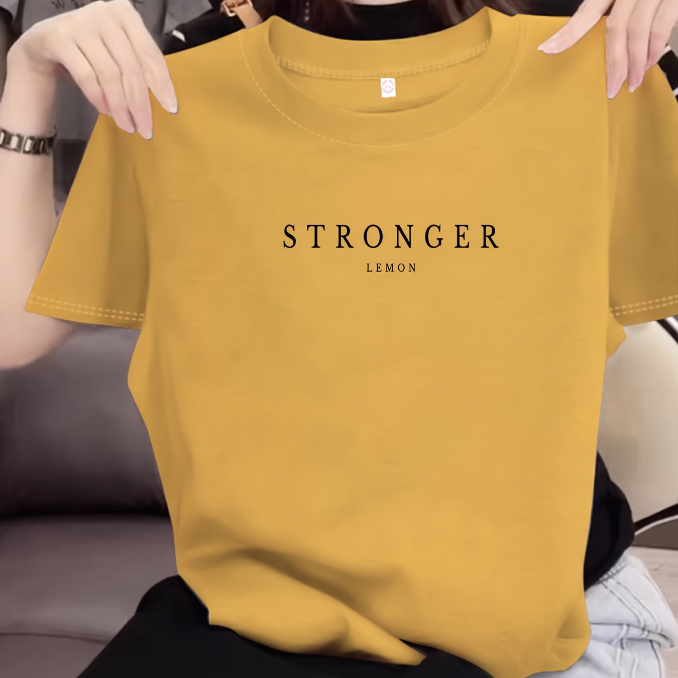 TEMU Fashionable Breathable Printed T-shirt, Casual, Daily Commuting, Versatile Women's T-shirt, Casual Crewneck Top