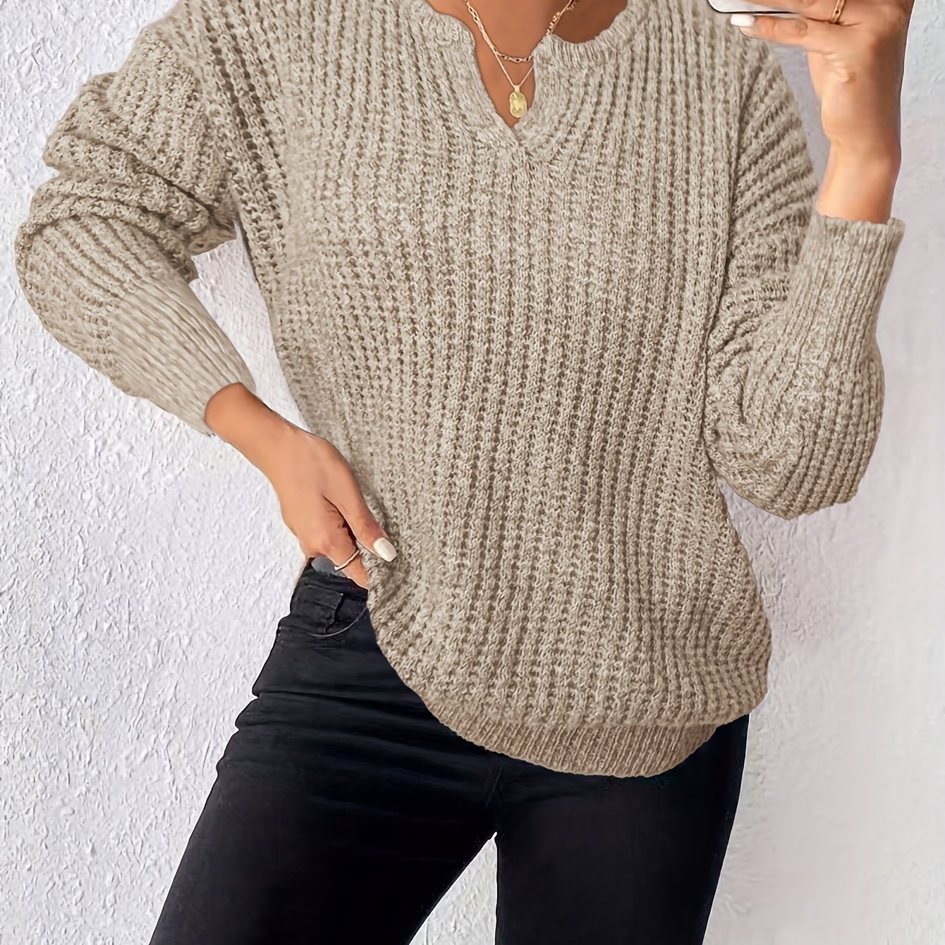 TEMU Pull à manches longues décontracté et polyvalent pour femmes, design à col - Haut multifonctionnel, idéal pour , l'hiver et les tenues