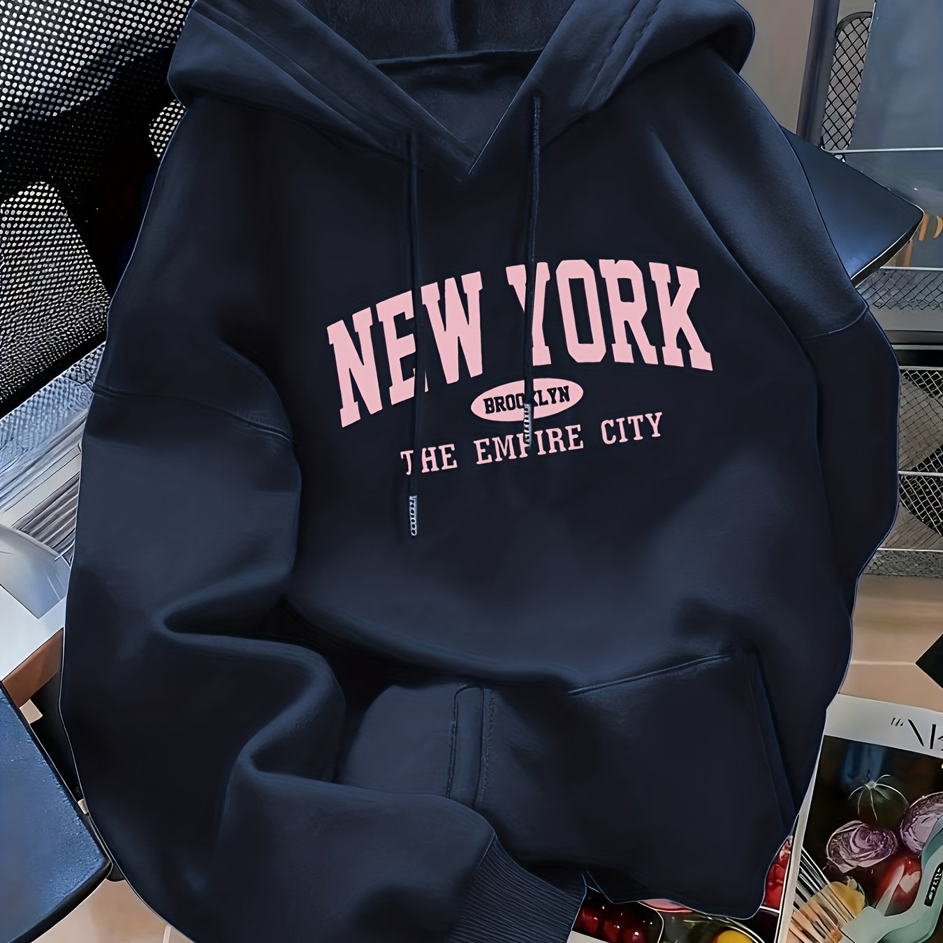 Letter Print Women's Fashion Long Sleeve Hooded Sweatshirt, Graphic, Pullover Sport Hoodie, Suitable For Autumn And Winter Wear