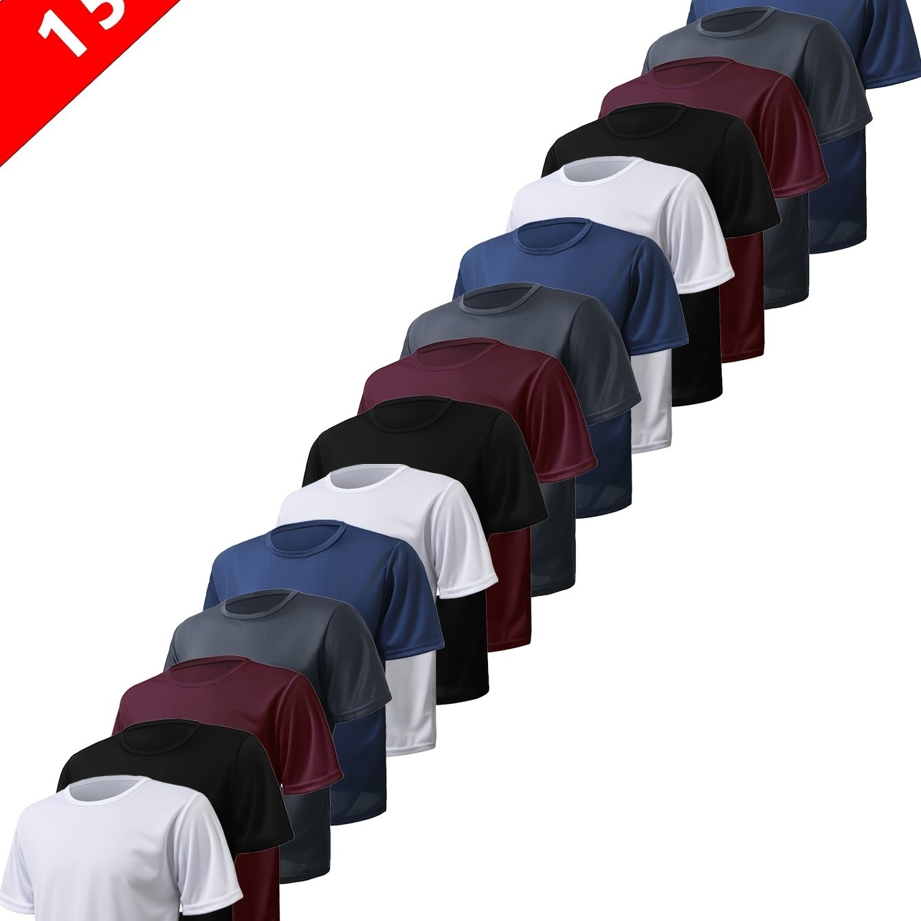 TEMU 0xl-8xl 15 Mixed Color Oversized Solid Color Short Sleeve T-shirts, Lightweight And Comfortable, Ideal For Workouts, Breathable,