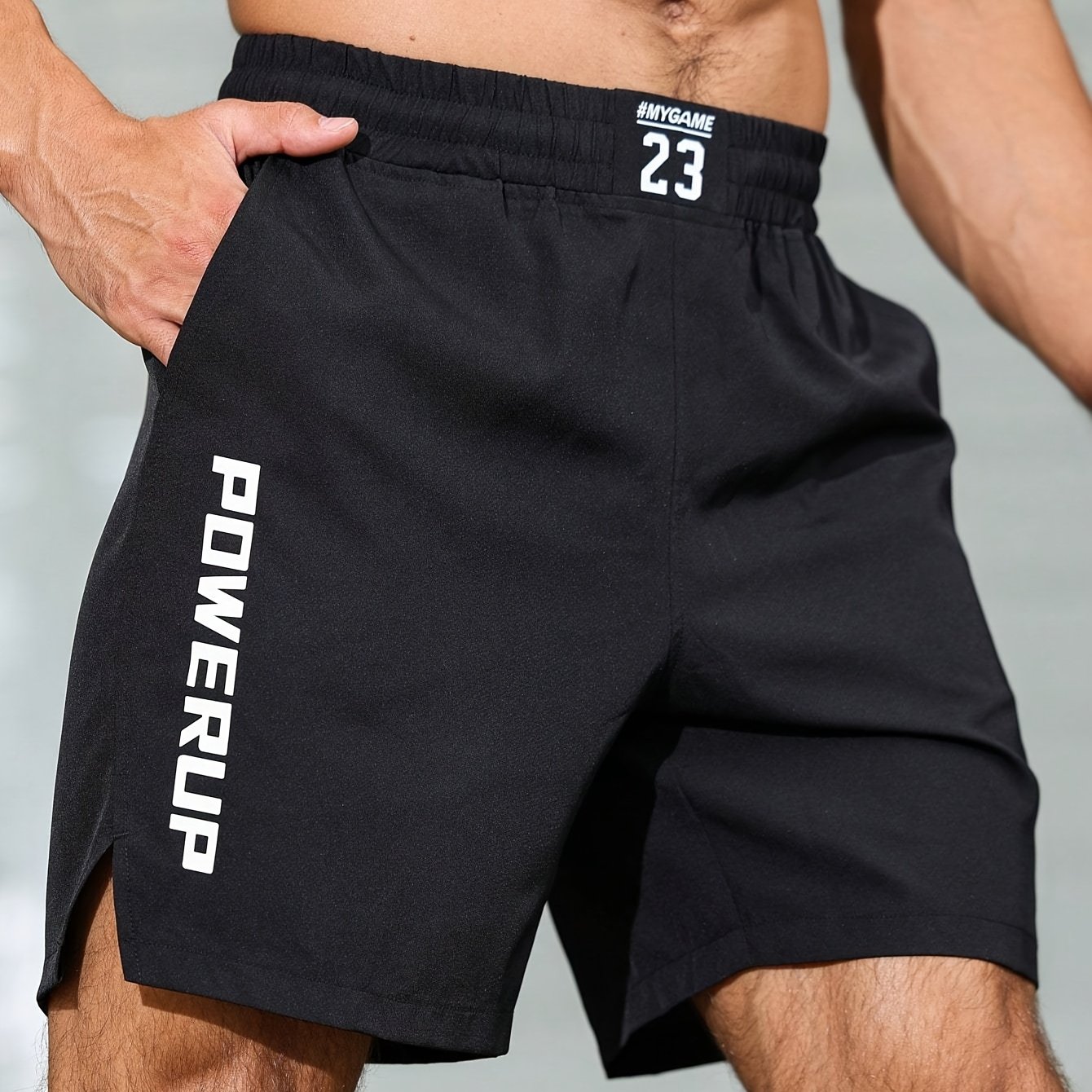 E-shop Schnelltrocknende Herren Sportshorts - Feuchtigkeitstransportierend, elastischer Bund mit Kordelzug und , maschinenwaschbare Gymnastik-Lauf- und