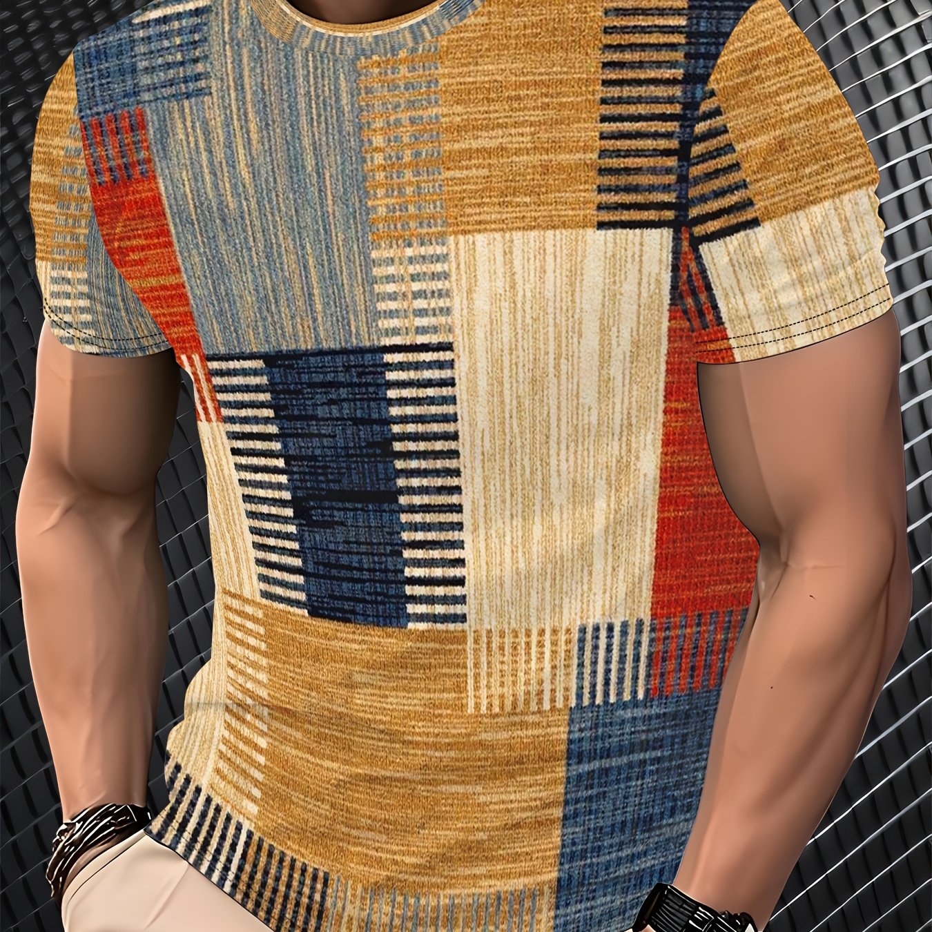 TEMU Men's 3d Short-sleeved T-shirt - Summer ! Mesh Polyester Short-sleeve Shirt - Men's Versatile Tee