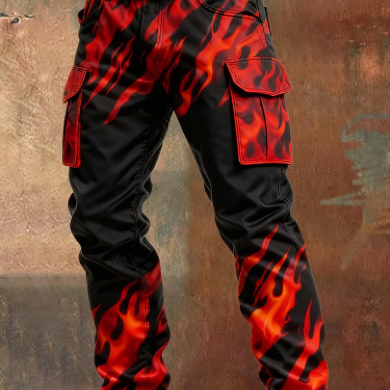 TEMU 2026 's Cargo Jeans Multi-pocket Straight Leg Pants 3d Print Punk Vintage Denim Trousers Loose Fit Casual Bottoms (belt Not Included)