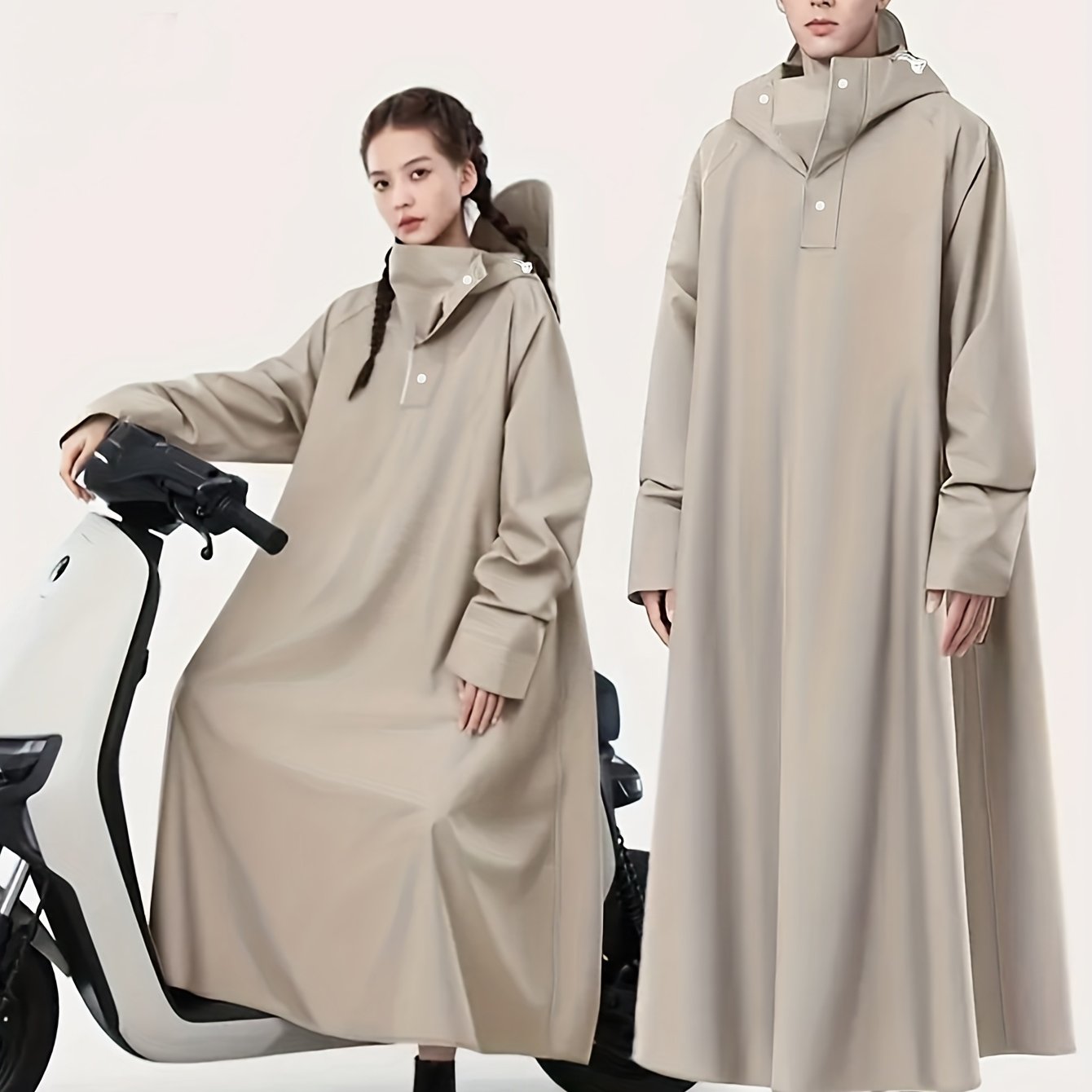 TEMU 【商品名】アウトドア多機能レインコート、厚手で長め、ヘビー、高品質サイクリンコート、拡大・広げられたデザイン、ワンピース厚手フード付きプルオーバーレインコート。襟は拡大・広げられたす。