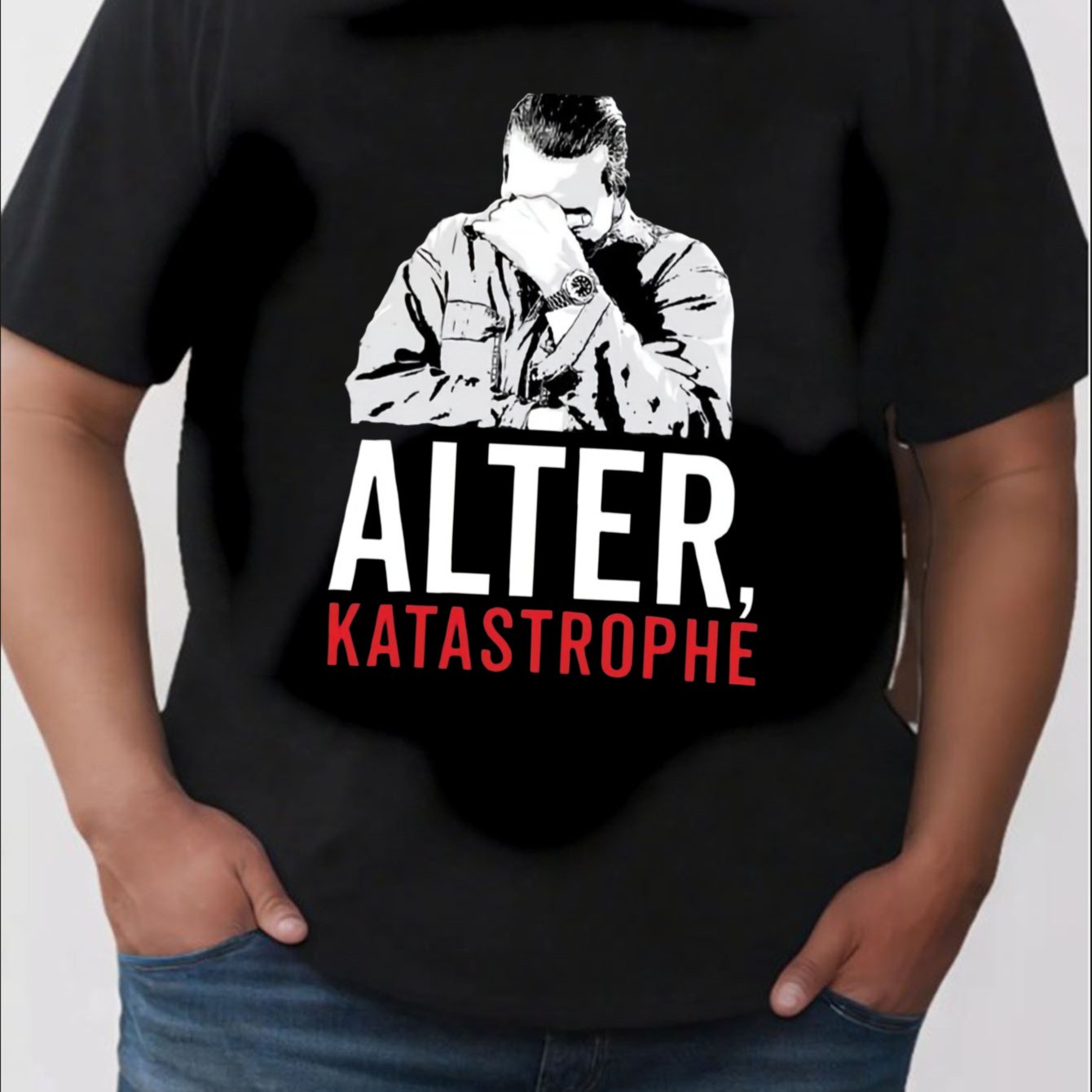 Men's T-shirt Graphic Print Alter Katastrophe Text And Man Image Design For Everyday Wear And Seasonal Fashion Gift For , Plus Size