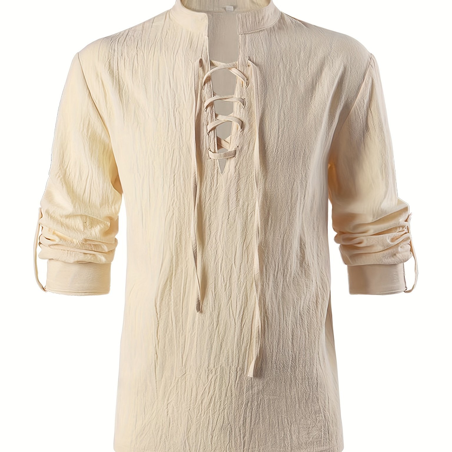TEMU 1pc Men's Long Sleeve Shirts Retro Style Lace Up For Cosplay Renaissance Costume Need To Thread Yourself, Role Play Outfits Men