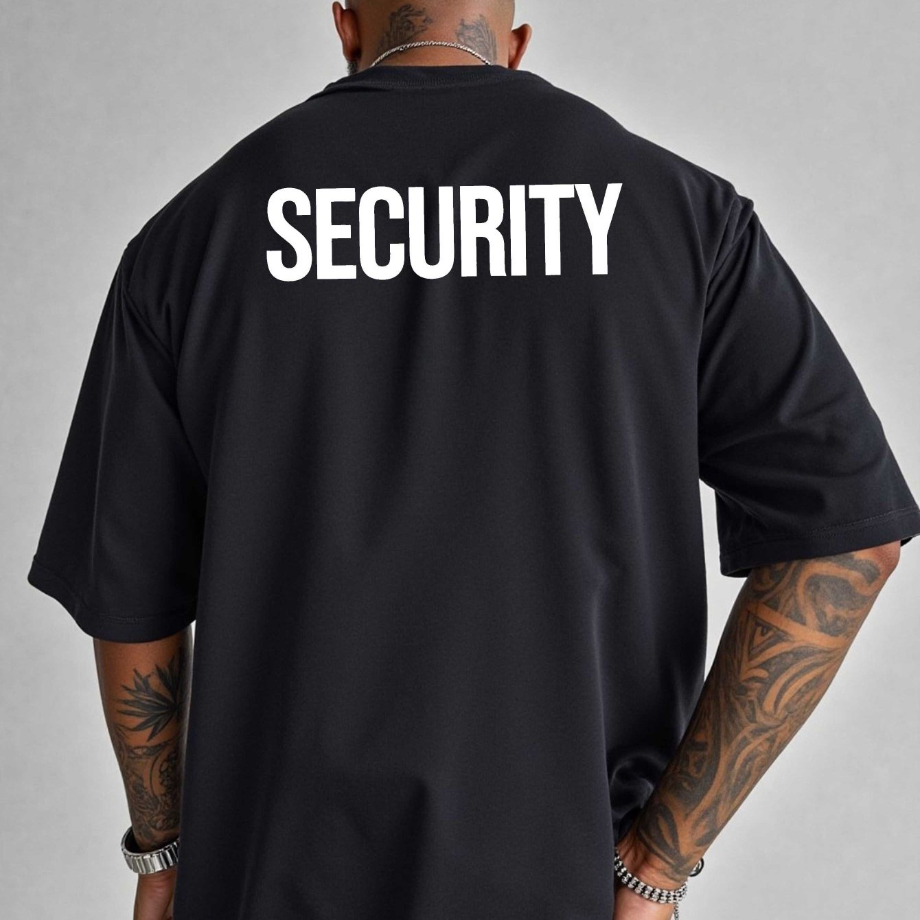 TEMU 0121 Security Short-sleeved T-shirt Large Size Printed Bottoming Shirt Extra Large And Wide Spring And Summer Round Neck Casual Versatile Top,