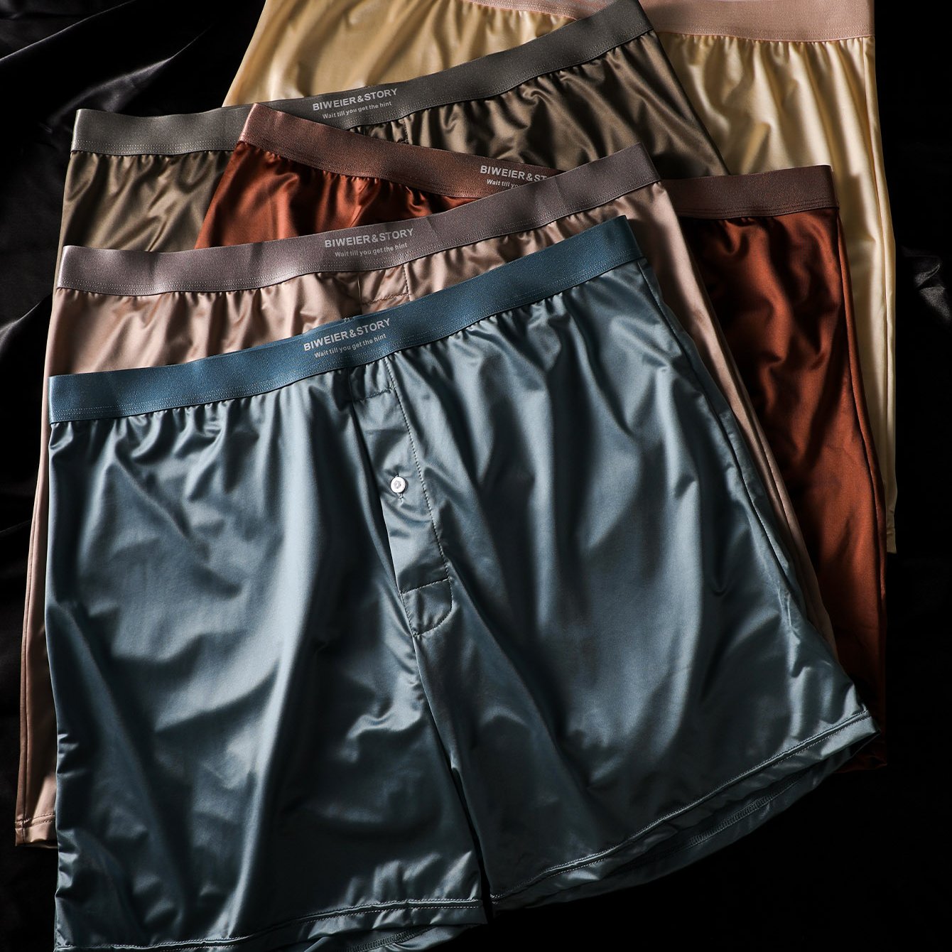 Image of 5pcs Biweier Men's Plate-size Shorts, Light , Fashionable Morandi , Soft And Comfortable, Smooth Men's Briefs, Suitable For Men's Gifts And Home Vacations, Plus Size