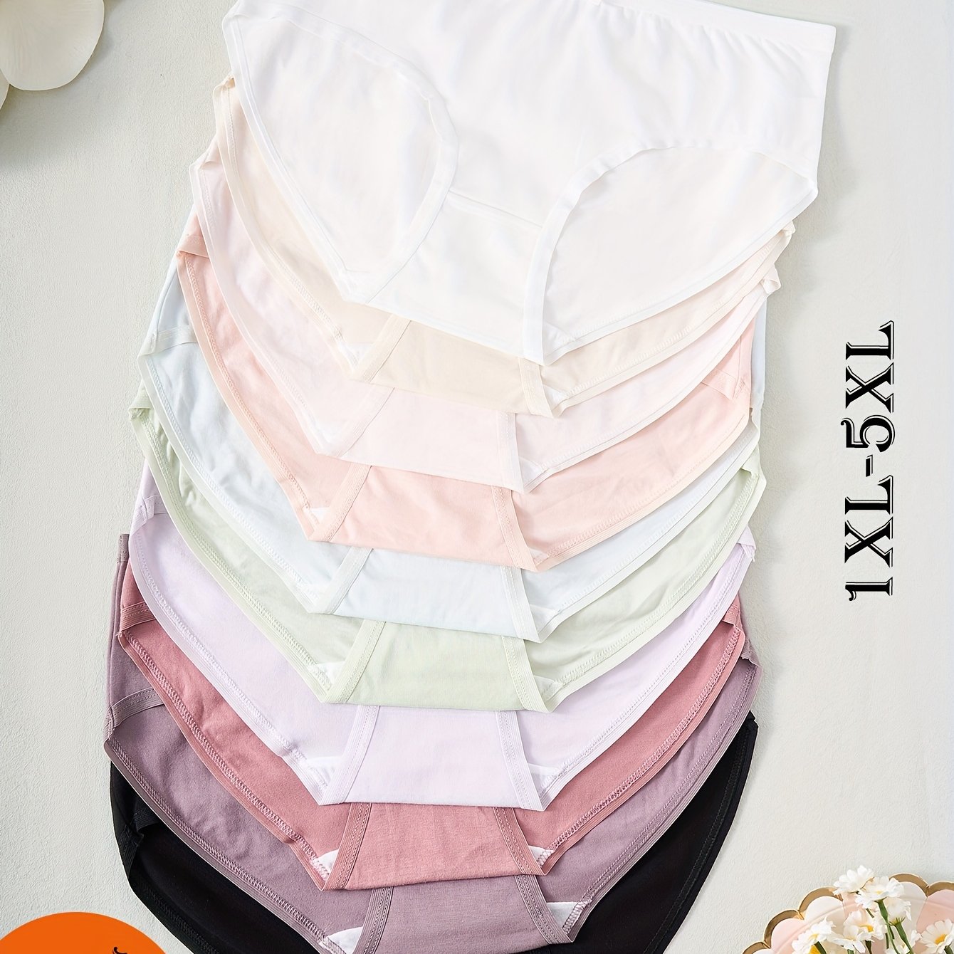 Image of 10pcs Plus Size Women' Lash Sets, Solid Color, Medium Stretch, Cute Bow Decor, Minimalist Comfortable Underwear For Everyday Wear, -friendly Fabric, Solid Pattern, 1xl-5xl, 10pcs Set