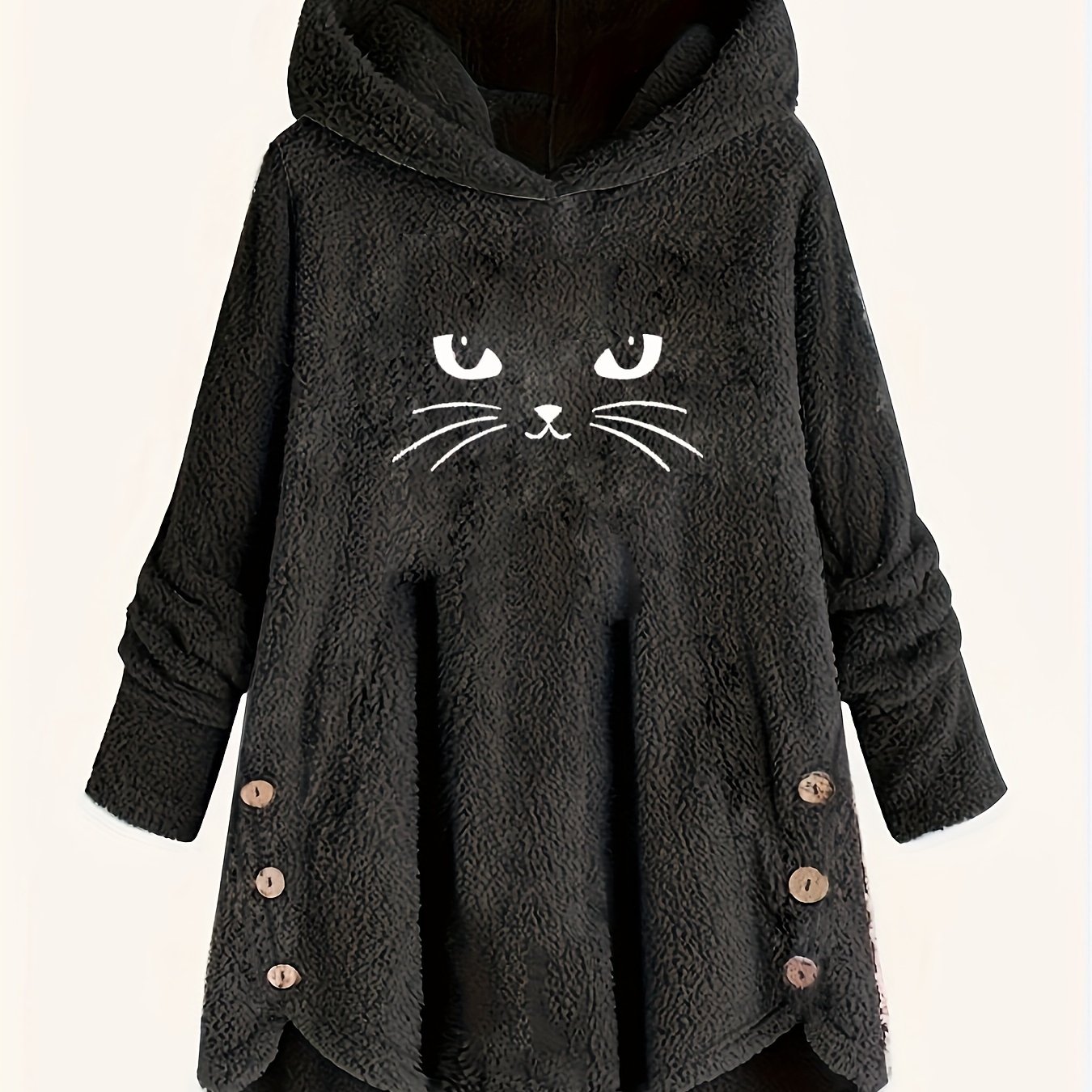 Directed Development - Fashion Women' Color Double-sided Plush Applique Cat Ear Cute Casual Hoodie