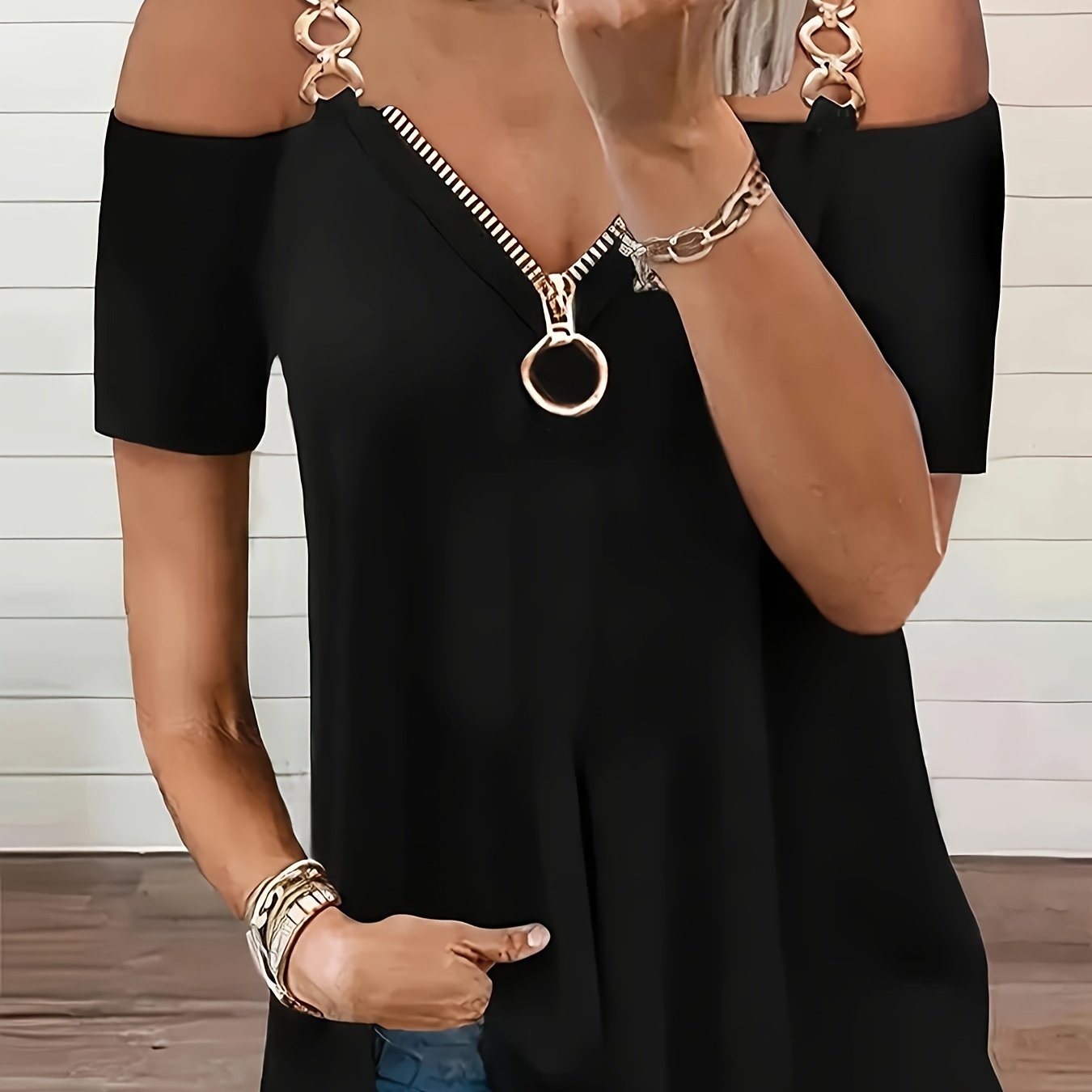 Off-shoulder Solid Color Casual Fashion Top