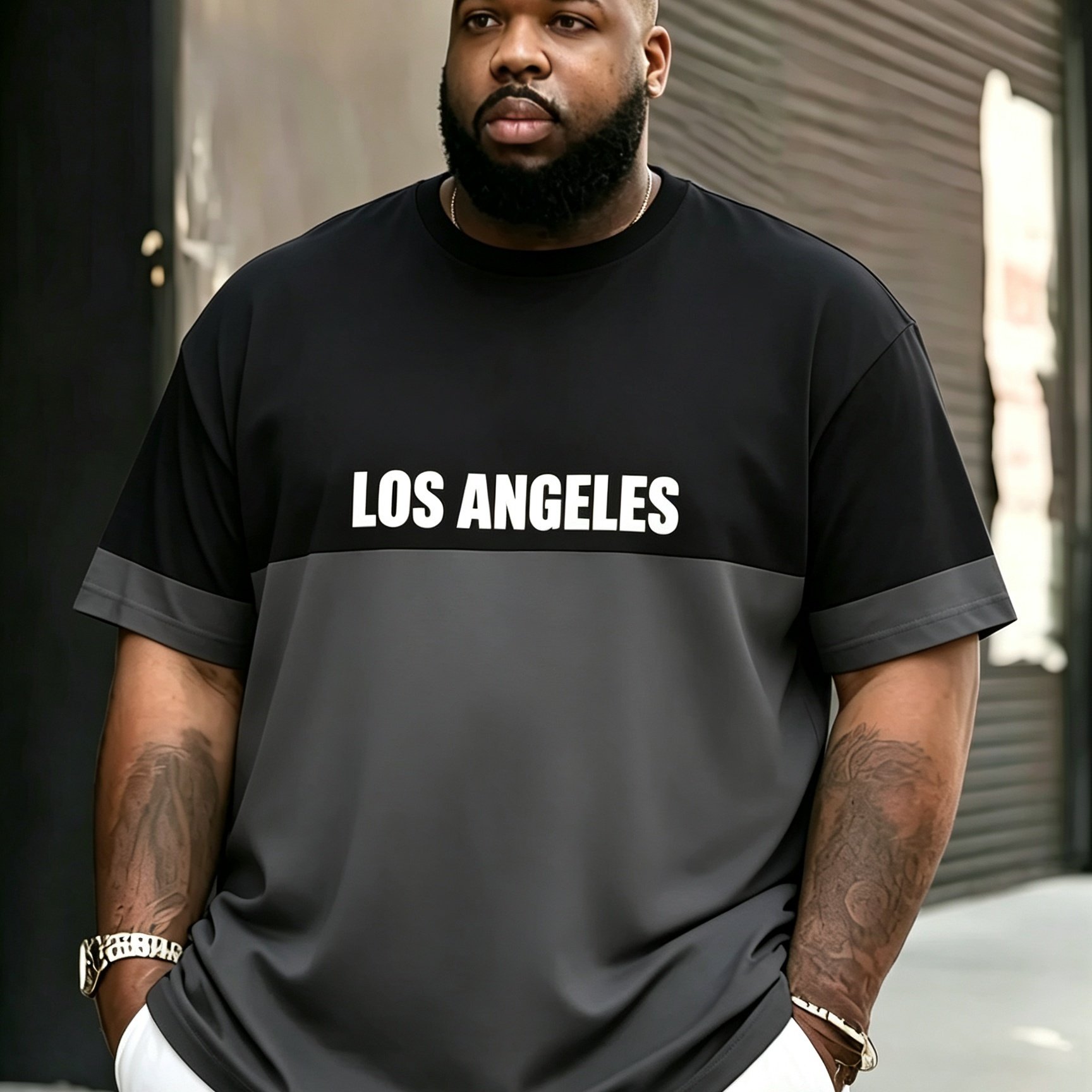 TEMU [printed Design- Not Textured] Men's Plus Size T-shirt, Fashionable Short-sleeve Shirt, Summer Crew Neck Pullover Top, Printed Clothing, Casual