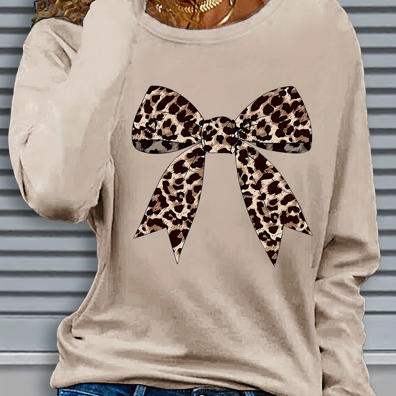 TEMU Graphic Print T-shirt, Long Sleeve Crew Neck Casual Top For Spring & Fall, Women's Clothing
