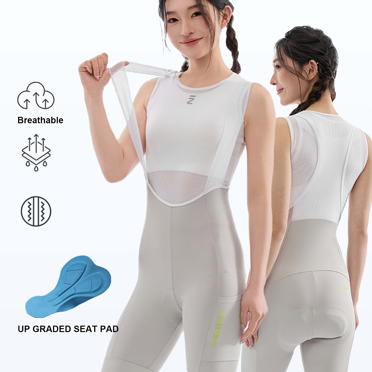 Image of Inbike Women's Cycling Bib Shorts, Summer Breathable Quick-dry Bicycle Bib Pants With Upgraded 3d Padding And Pockets, Suitable For Sports Fitness Cycling