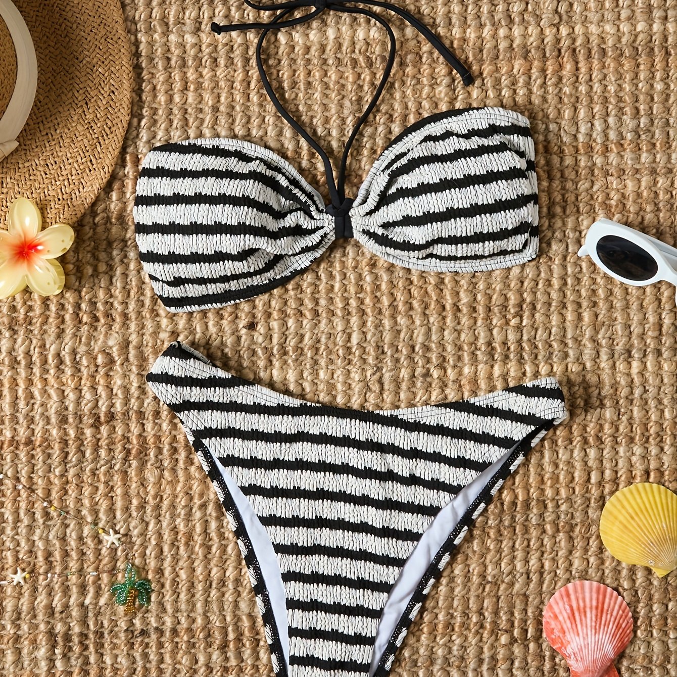 TEMU Black And White Checkered Bikini Set