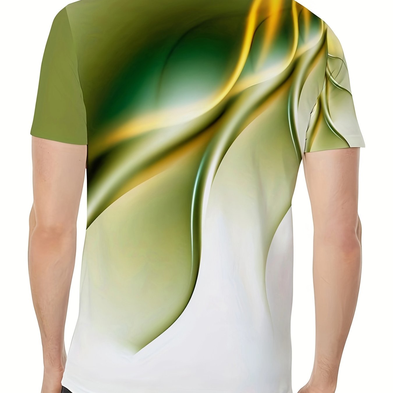 TEMU Set Of 3 Men's Gradient Color- T-shirts - Featuring Vibrant Geometric Bird Prints - Casual Round Neck Short Sleeves - Trendy Tops For Everyday