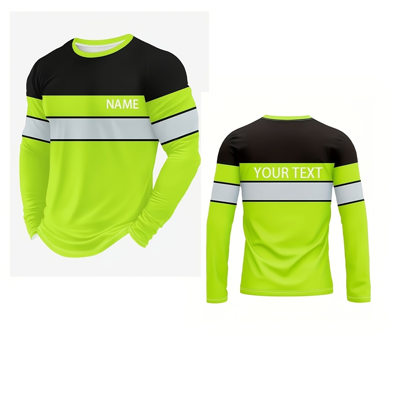 TEMU Custom Men's Outdoor Sports Long-sleeve T-shirt - Personalized Photo/text Advertising - Full-print Design - Machine-washable Crew Neck Short