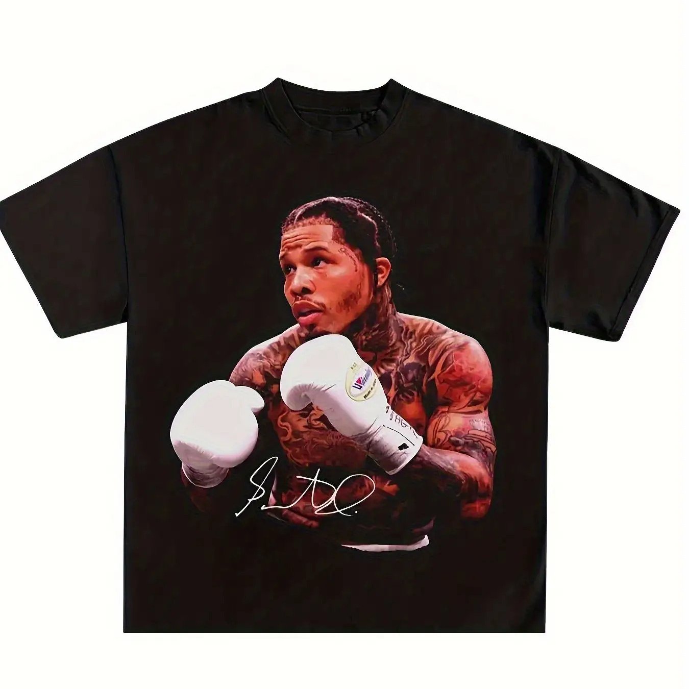 TEMU Men's Gervonta 'tank' Boxing T-shirt - Iconic Signature & Name Print, Loose Fit Short Sleeve Crew Neck Tee, Athletic Gift Suitable For Sports,