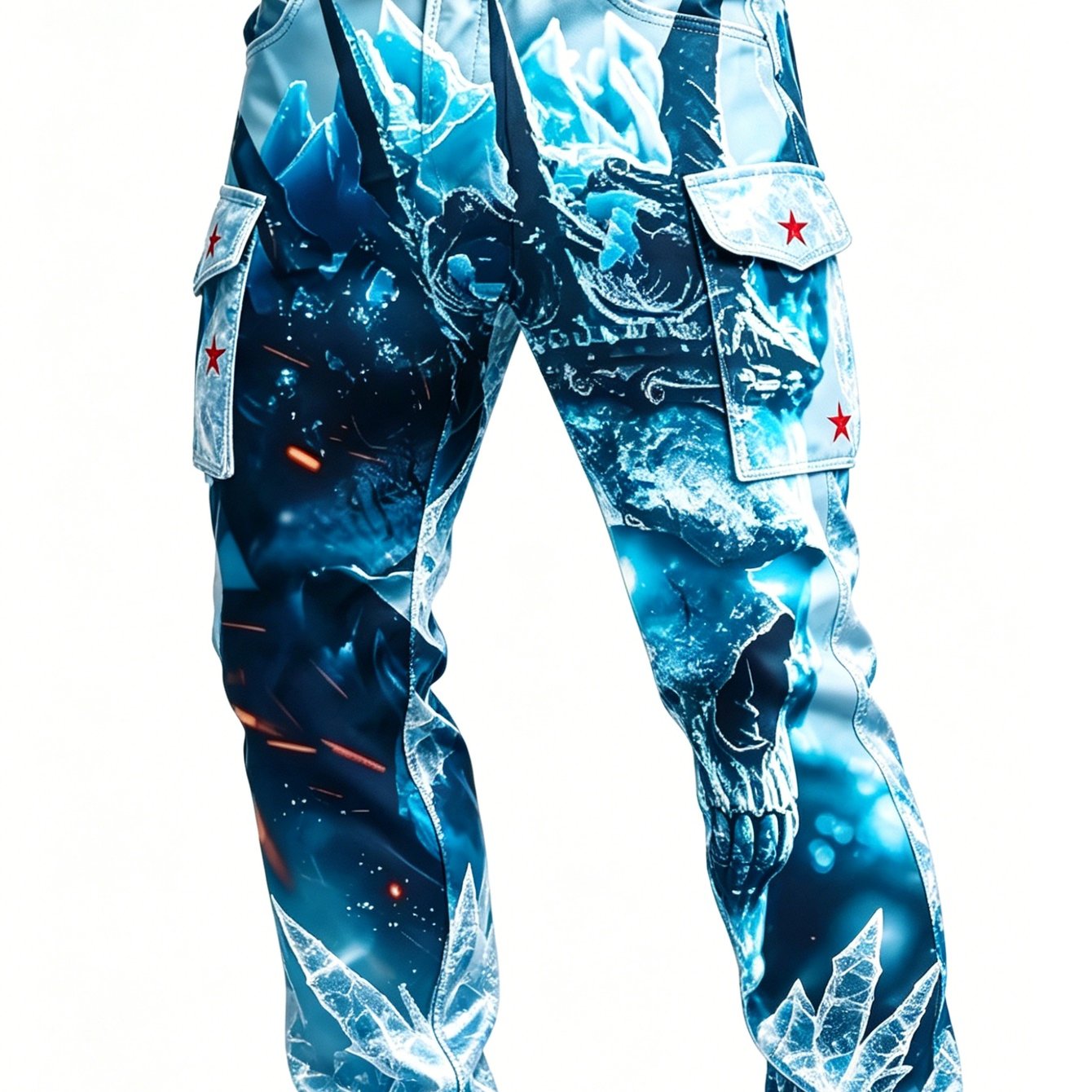 Image of Men's Skull Cargo Pants, Streetwear Casual Multi-pocket Trousers For Daily Outdoor Party Wear