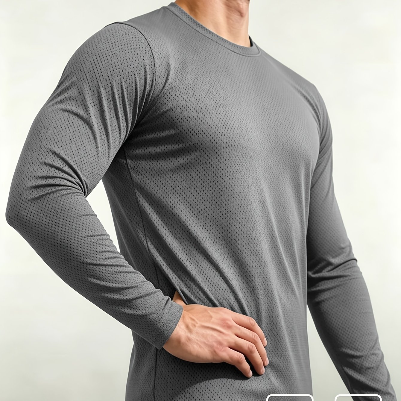 TEMU Men' Crew Neck T-shirt, Slim-fit, Stretchy And Breathable Long-sleeve T-shirt, Soft, Comfortable Men's T-shirt Suitable For Daily Wear, Fitness,