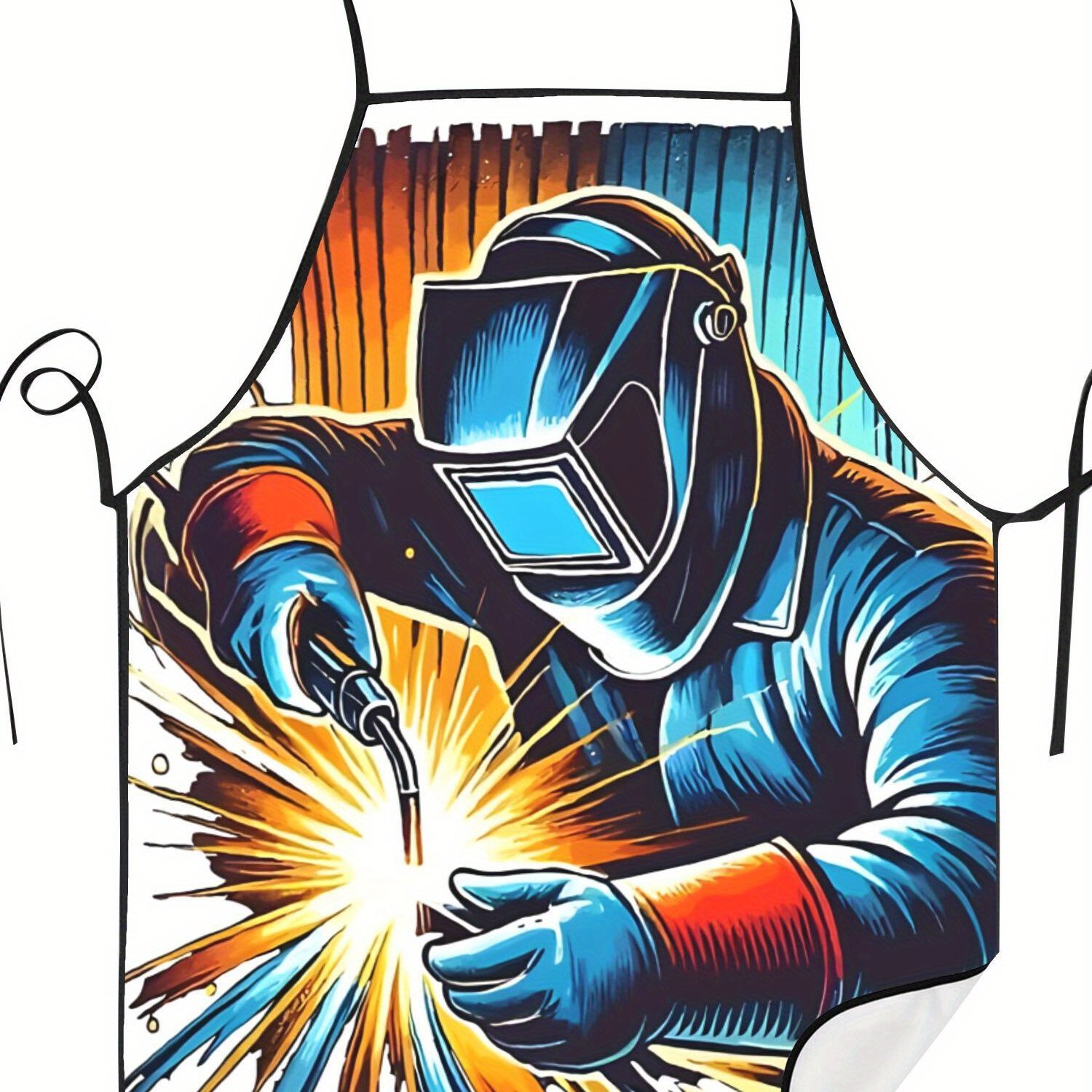 TEMU Electric Welder Adjustable Cooking Apron Unisex Household Unisex Hip-hop Fashion Take 2d Print Design