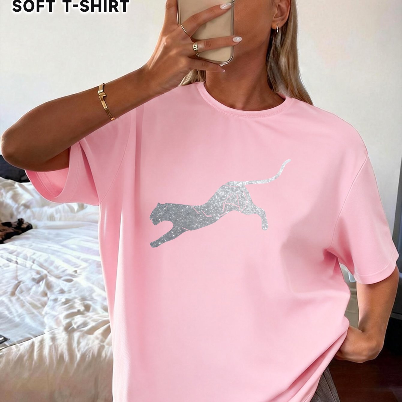 TEMU Women's Y2k Print T-shirt - Short Sleeve Crew Neck Blouse Suitable For Spring Summer Fall Winter, Stretchy Polyester-spandex Top, Machine