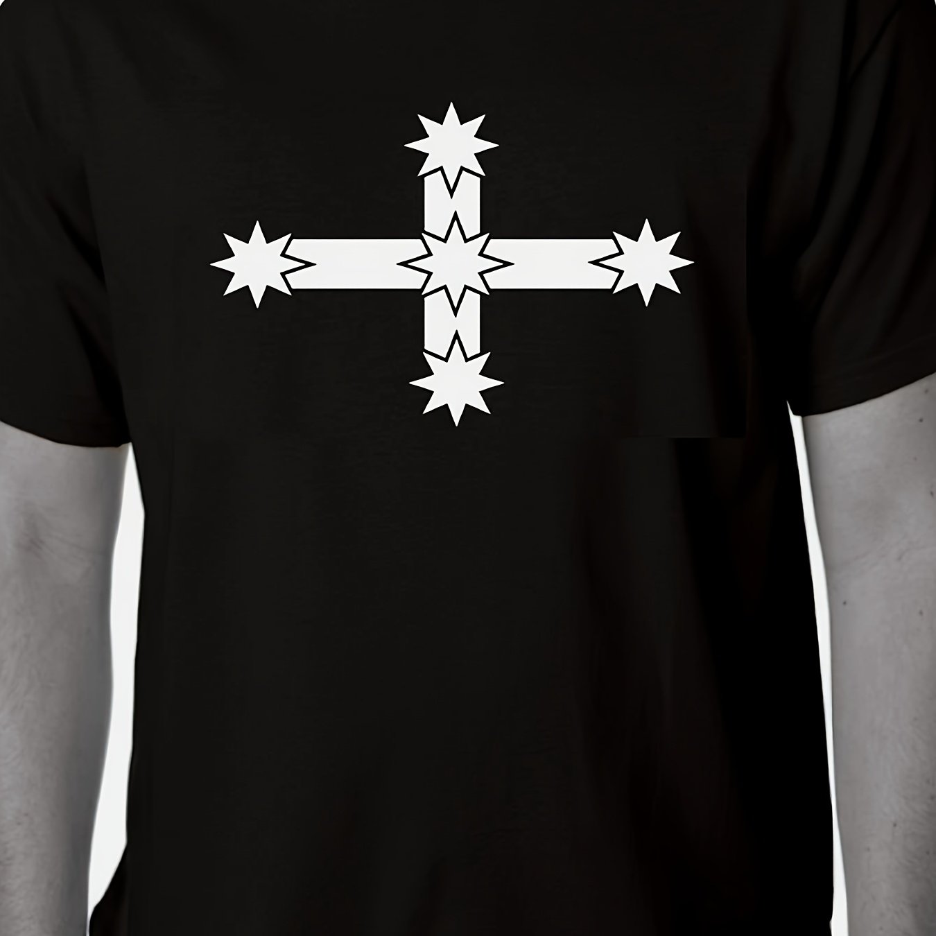 TEMU Eureka Stockade Tee Men' Australian Style Tshirt For All Comfortable Breathable Casual Shirt With Stockade Geometric ( & Log Fort) Round Neck