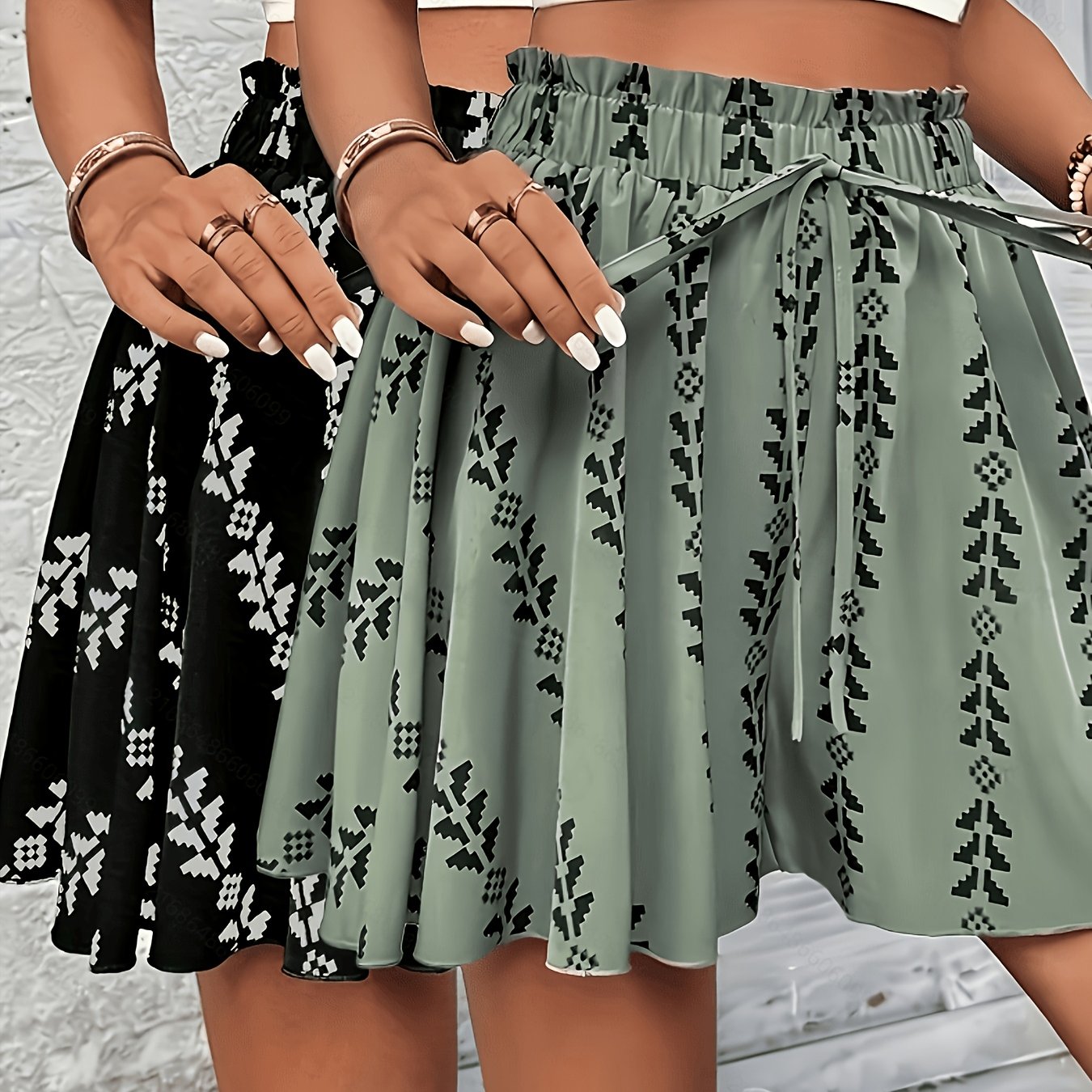 TEMU Elegant 2pcs Set, Summer Floral Print, Elastic Waistband, Loose Fit Design, Beach Vacation Shorts